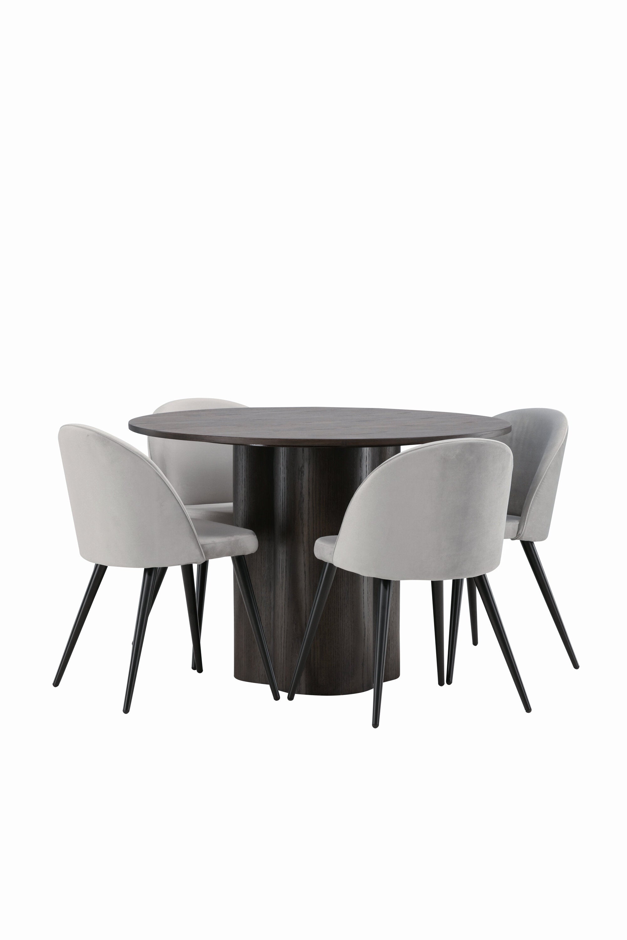 Olivia Esszimmer Set + Velvet ⌀110cm/4St. in Braun / Schwarzgrau präsentiert im Onlineshop von KAQTU Design AG. Esszimmerset ist von Venture Home