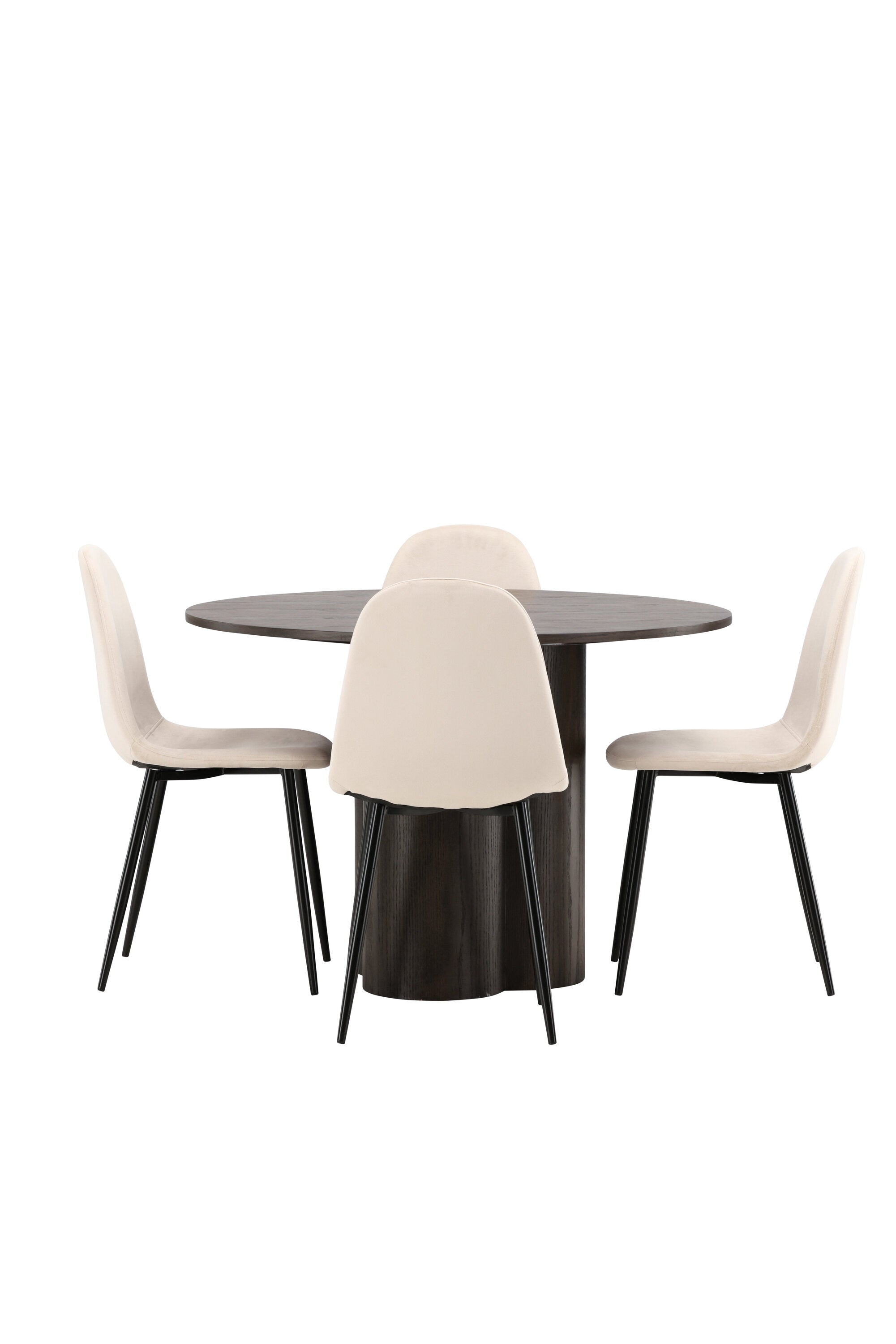 Olivia Esszimmer Set + Polar ⌀110cm/4St. in Beige / Schwarz präsentiert im Onlineshop von KAQTU Design AG. Esszimmerset ist von Venture Home