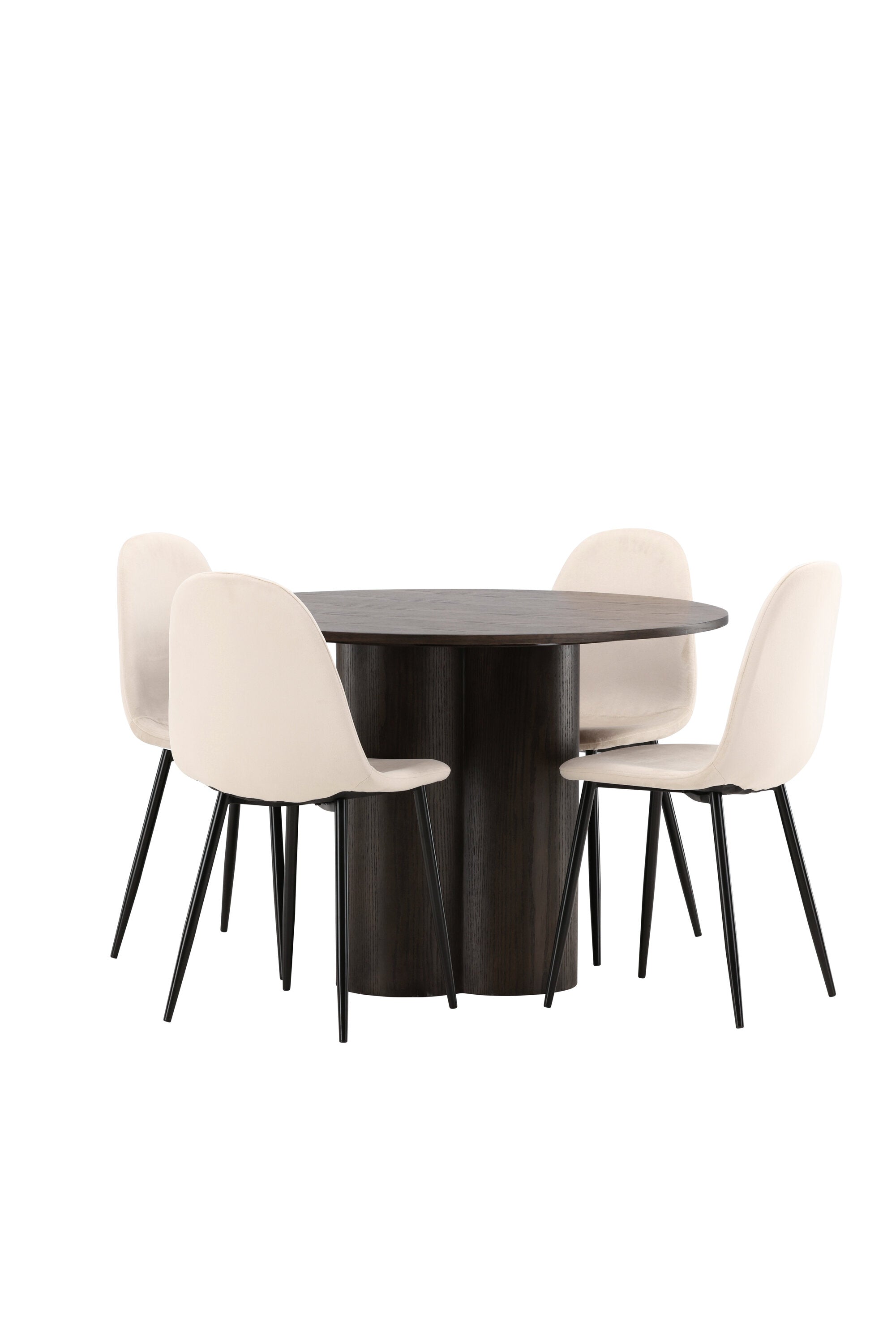 Olivia Esszimmer Set + Polar ⌀110cm/4St. in Beige / Schwarz präsentiert im Onlineshop von KAQTU Design AG. Esszimmerset ist von Venture Home