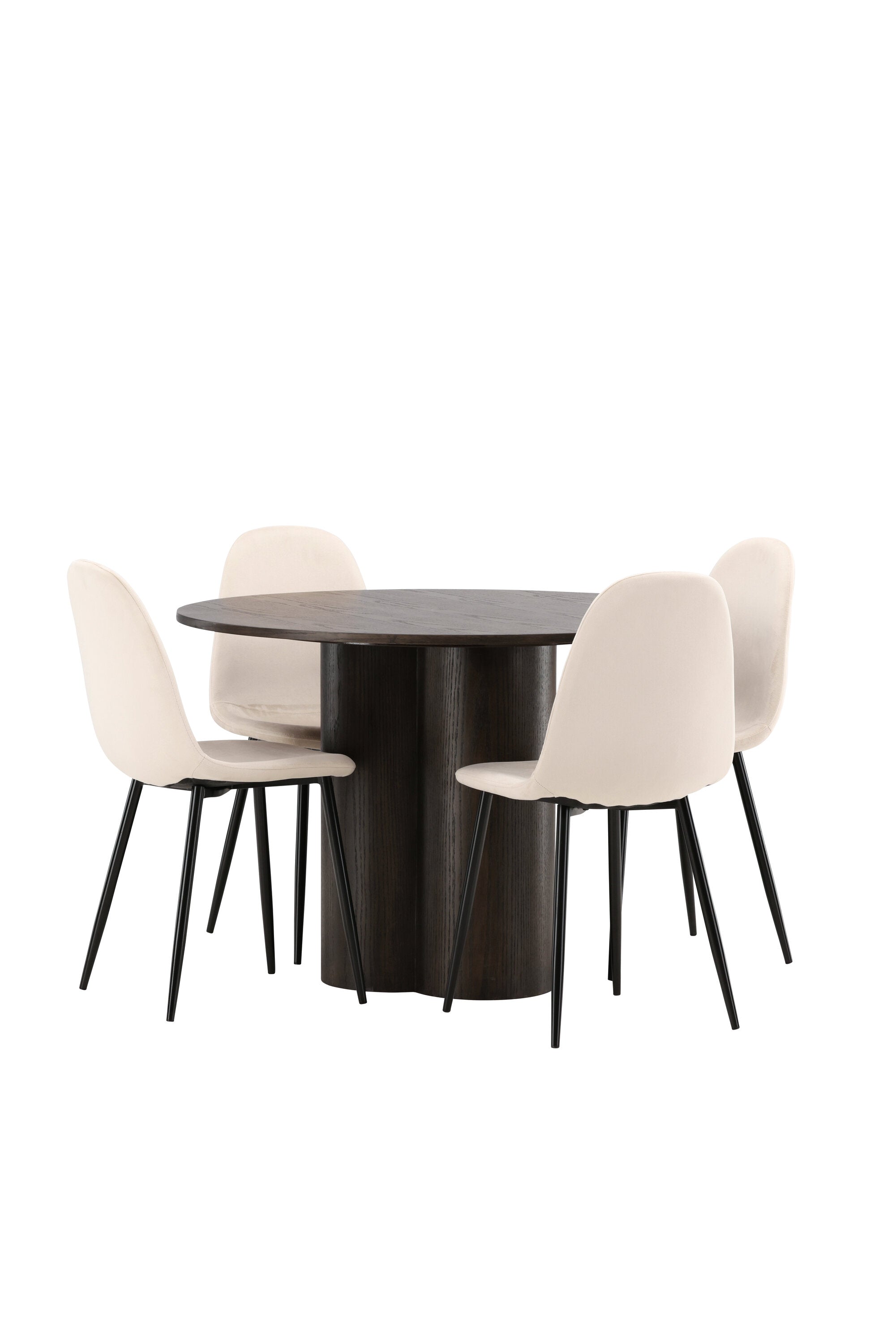 Olivia Esszimmer Set + Polar ⌀110cm/4St. in Beige / Schwarz präsentiert im Onlineshop von KAQTU Design AG. Esszimmerset ist von Venture Home