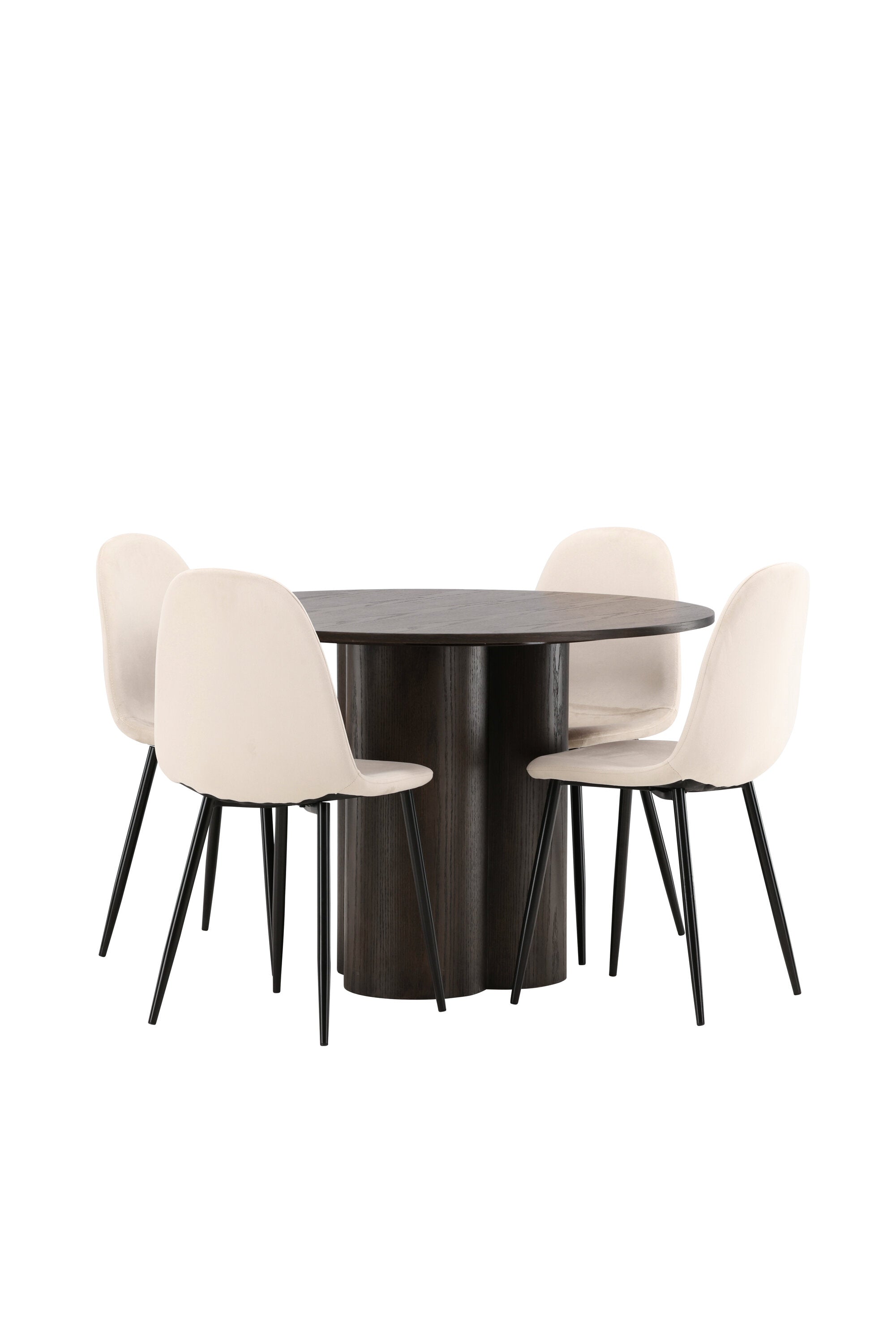 Olivia Esszimmer Set + Polar ⌀110cm/4St. in Beige / Schwarz präsentiert im Onlineshop von KAQTU Design AG. Esszimmerset ist von Venture Home