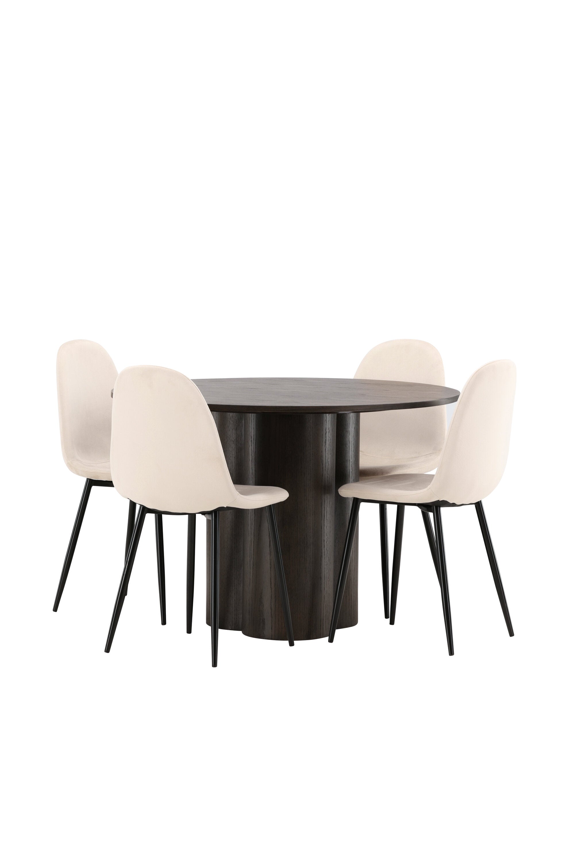 Olivia Esszimmer Set + Polar ⌀110cm/4St. in Beige / Schwarz präsentiert im Onlineshop von KAQTU Design AG. Esszimmerset ist von Venture Home