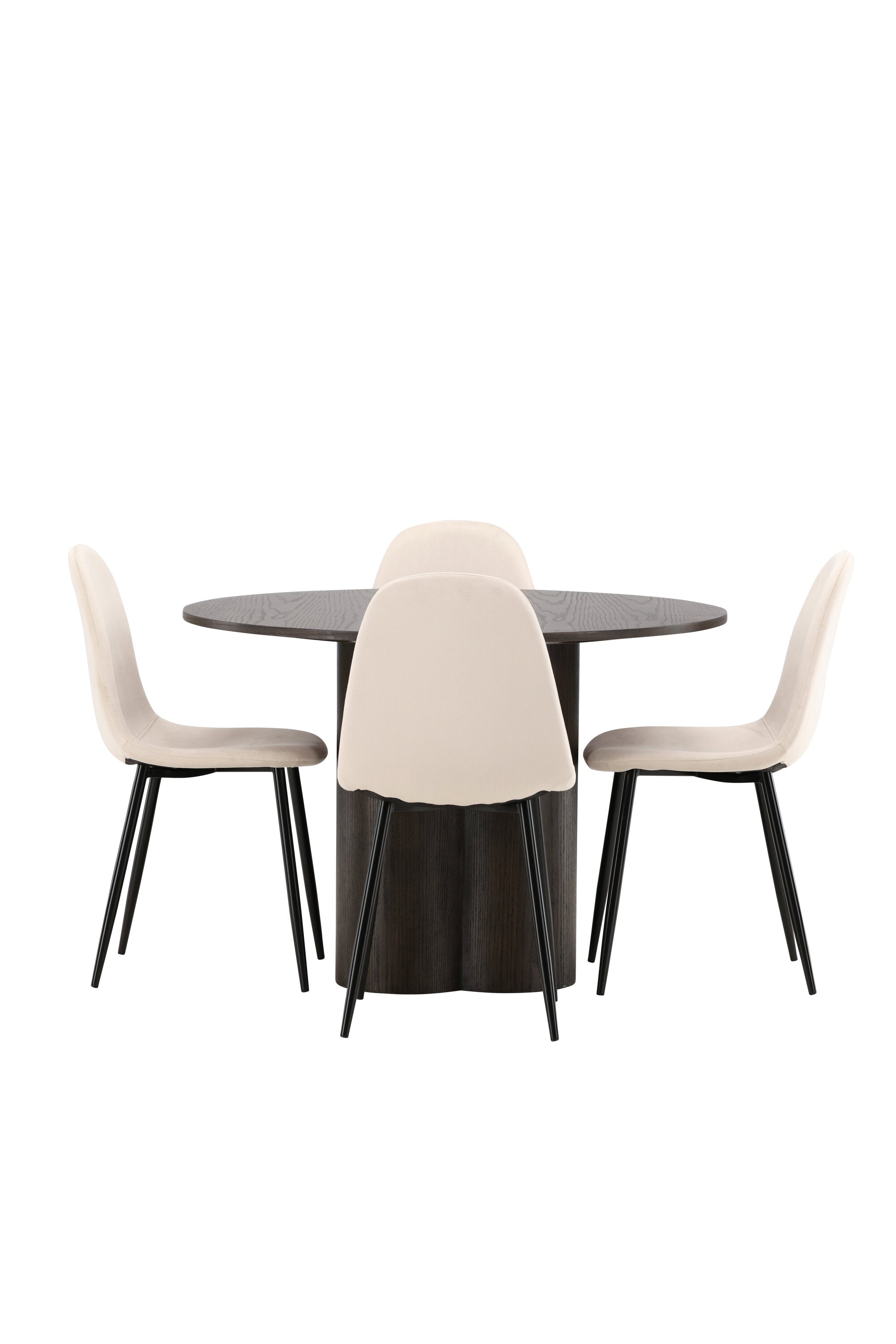 Olivia Esszimmer Set + Polar ⌀110cm/4St. in Beige / Schwarz präsentiert im Onlineshop von KAQTU Design AG. Esszimmerset ist von Venture Home