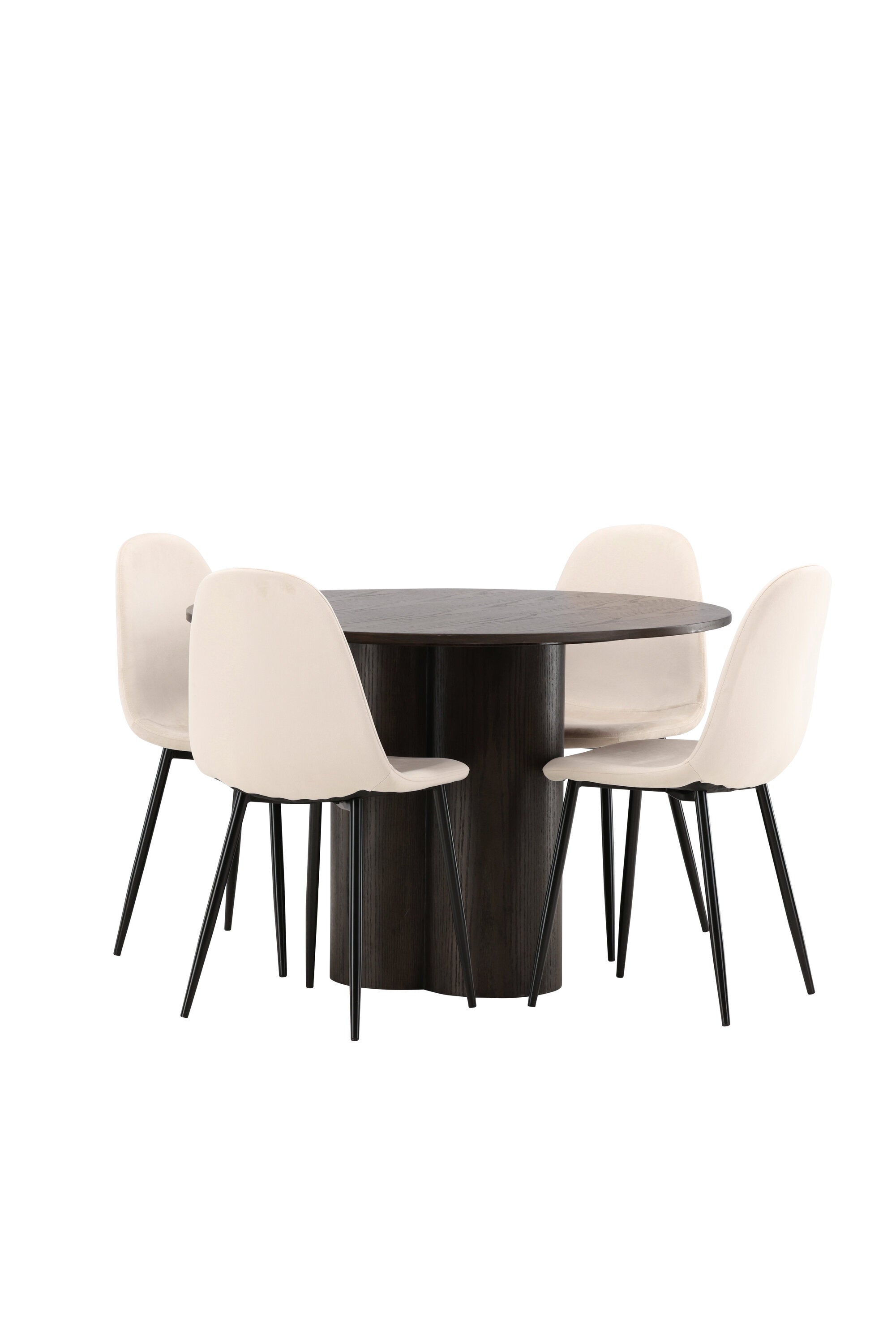Olivia Esszimmer Set + Polar ⌀110cm/4St. in Beige / Schwarz präsentiert im Onlineshop von KAQTU Design AG. Esszimmerset ist von Venture Home