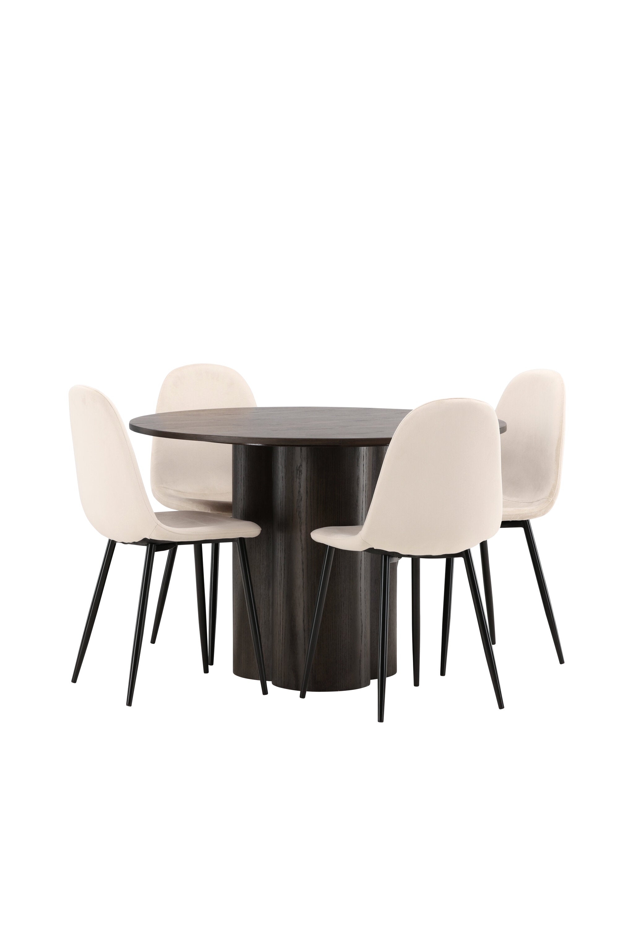 Olivia Esszimmer Set + Polar ⌀110cm/4St. in Beige / Schwarz präsentiert im Onlineshop von KAQTU Design AG. Esszimmerset ist von Venture Home
