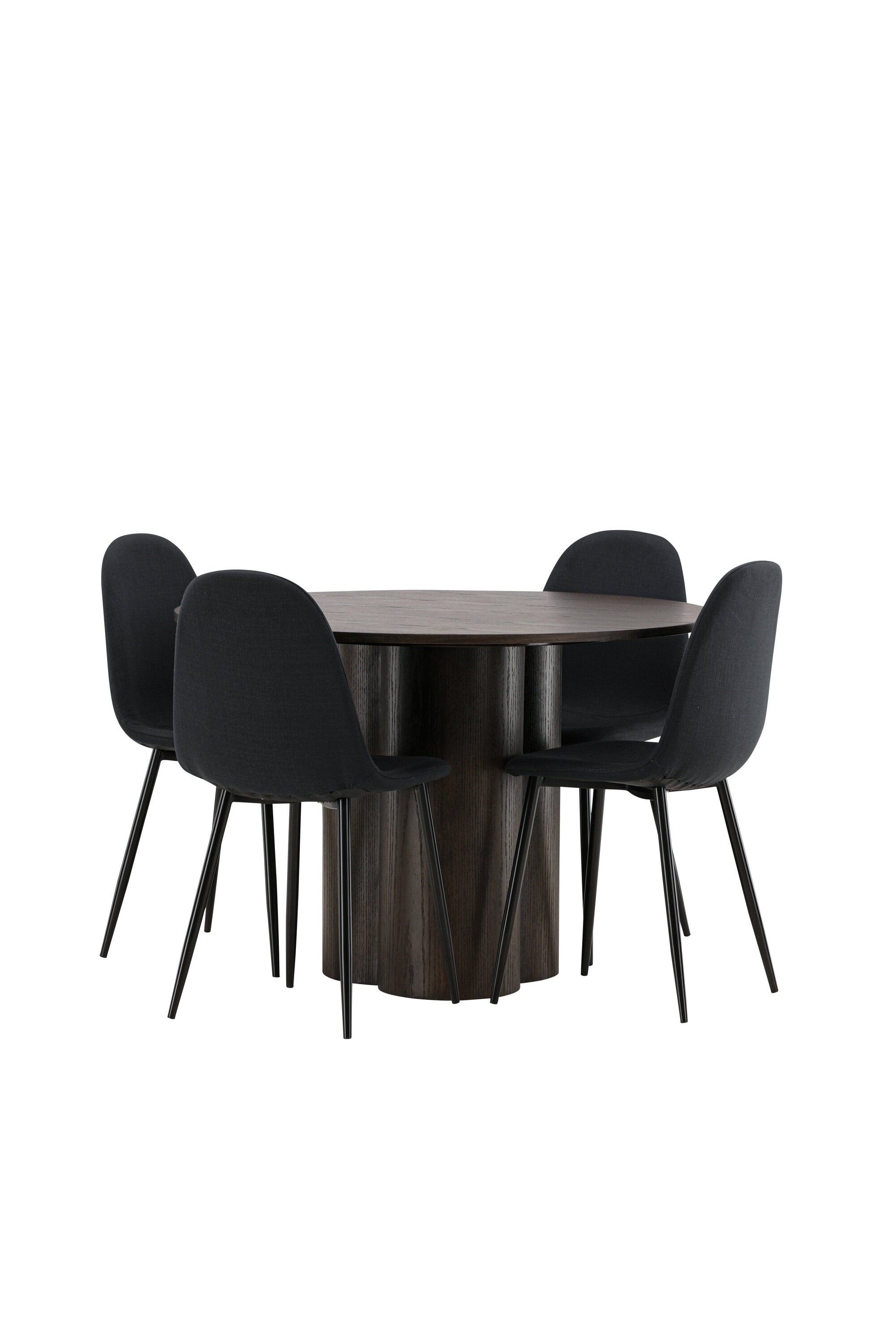 Olivia Esszimmer Set + Polar ⌀110cm/4St. in Schwarz präsentiert im Onlineshop von KAQTU Design AG. Esszimmerset ist von Venture Home
