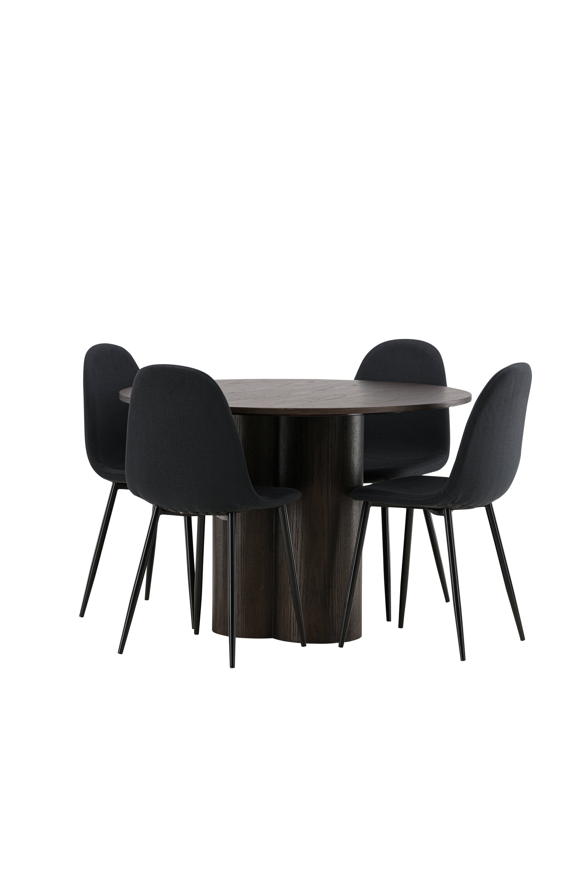 Olivia Esszimmer Set + Polar ⌀110cm/4St. in Schwarz präsentiert im Onlineshop von KAQTU Design AG. Esszimmerset ist von Venture Home
