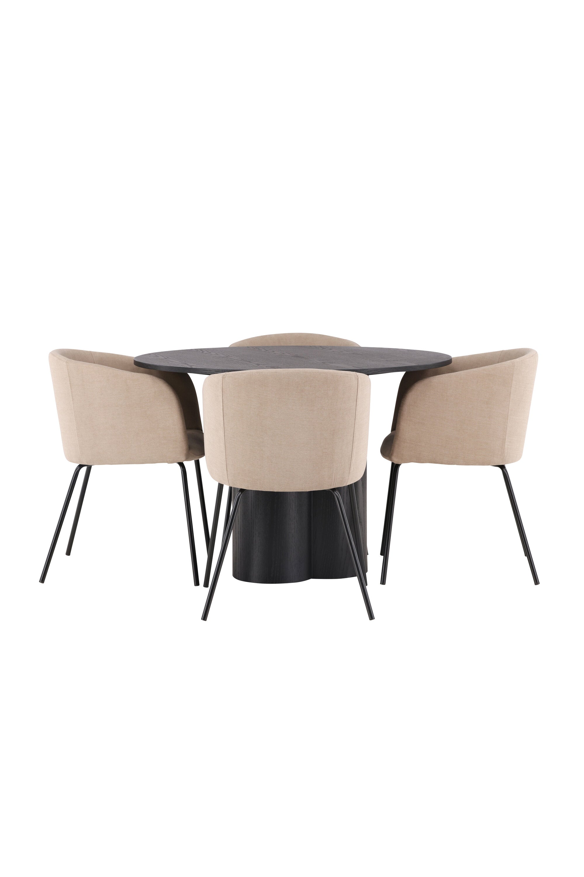 Olivia Esszimmer Set + Berit ⌀110cm/4St. in Beige / Schwarz präsentiert im Onlineshop von KAQTU Design AG. Esszimmerset ist von Venture Home