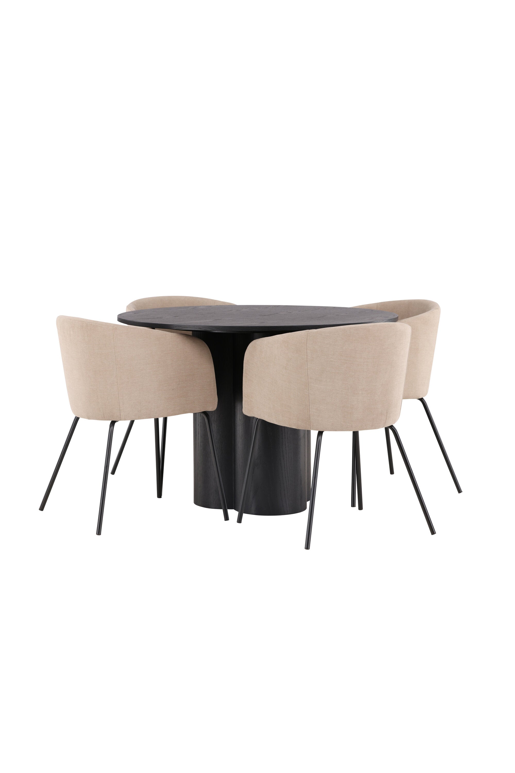 Olivia Esszimmer Set + Berit ⌀110cm/4St. in Beige / Schwarz präsentiert im Onlineshop von KAQTU Design AG. Esszimmerset ist von Venture Home