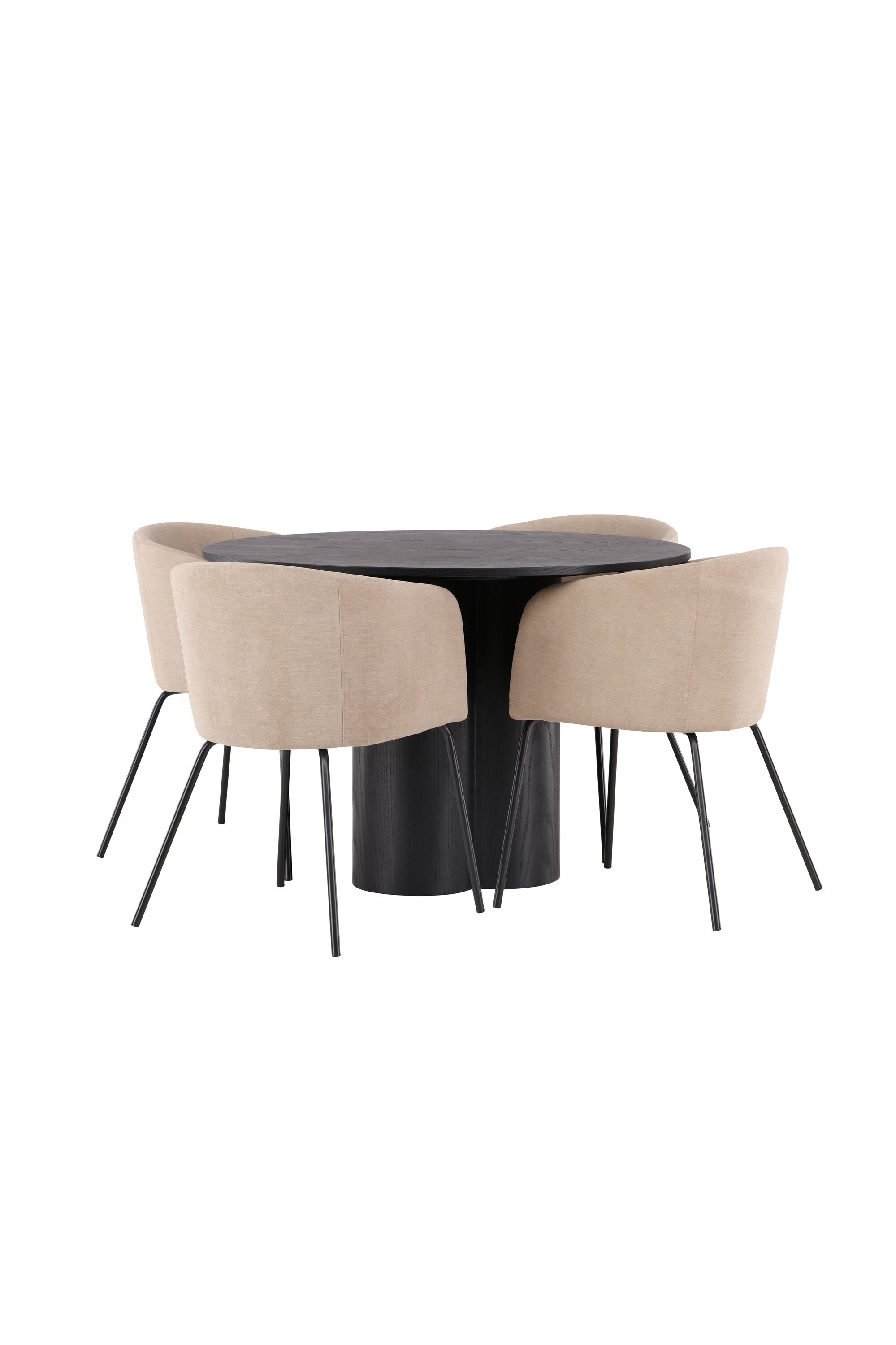 Olivia Esszimmer Set + Berit ⌀110cm/4St. in Beige / Schwarz präsentiert im Onlineshop von KAQTU Design AG. Esszimmerset ist von Venture Home
