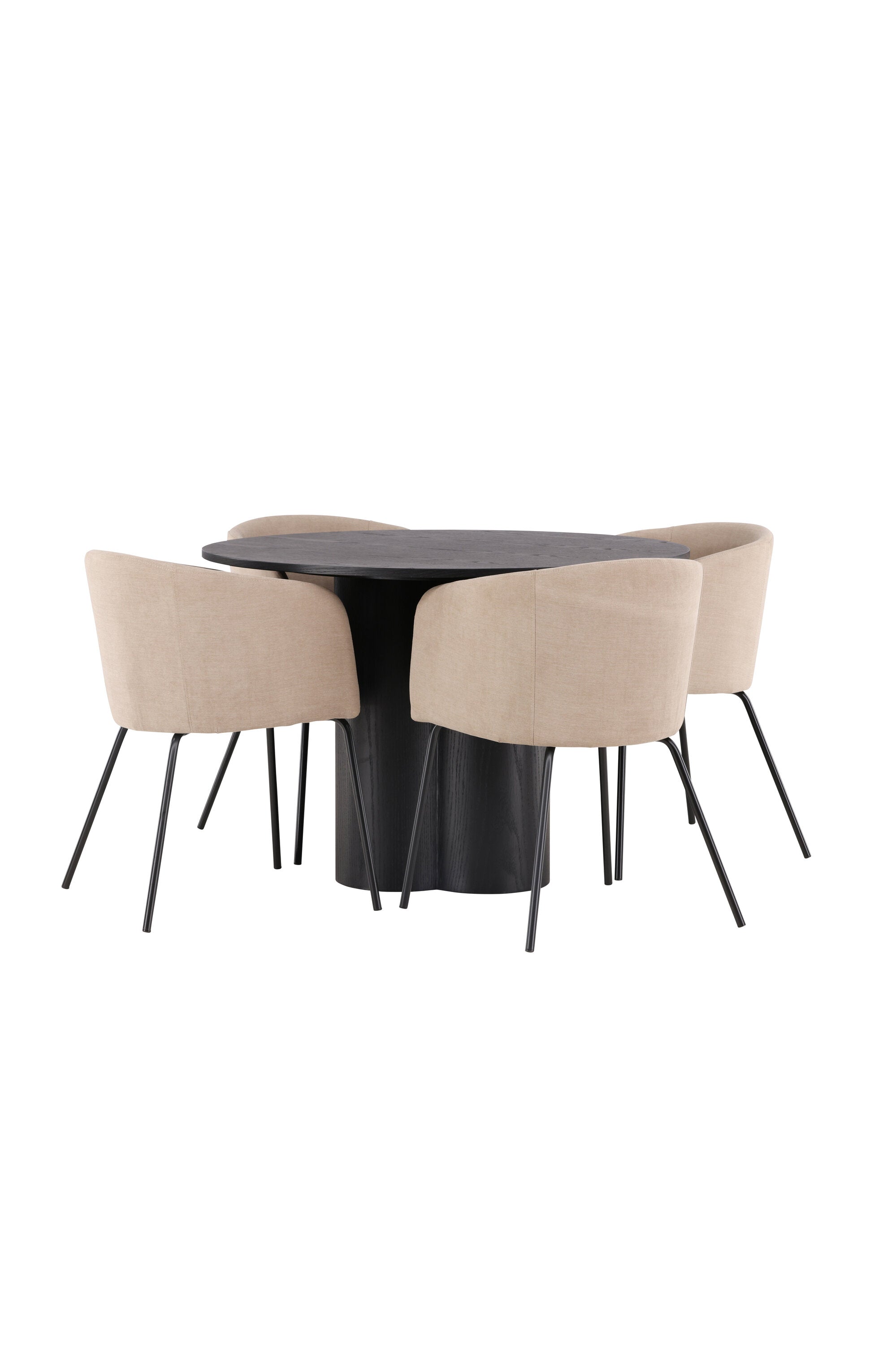 Olivia Esszimmer Set + Berit ⌀110cm/4St. in Beige / Schwarz präsentiert im Onlineshop von KAQTU Design AG. Esszimmerset ist von Venture Home