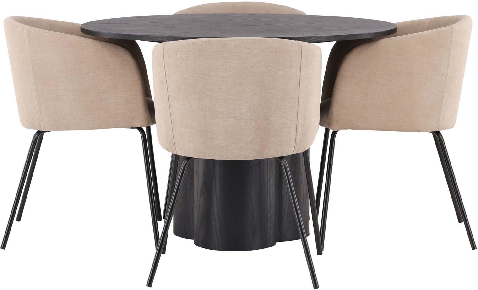 Entdecken Sie das elegante Olivia Esszimmer Set + Berit ⌀110cm/4St. von Venture Home – ideal für stilvolle Esszimmer und gesellige Runden!