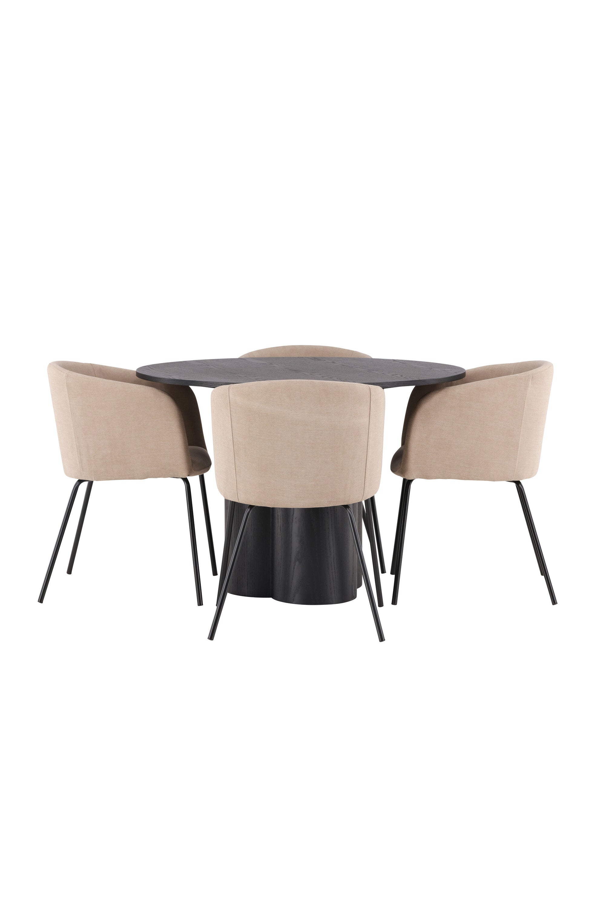 Olivia Esszimmer Set + Berit ⌀110cm/4St. in Beige / Schwarz präsentiert im Onlineshop von KAQTU Design AG. Esszimmerset ist von Venture Home