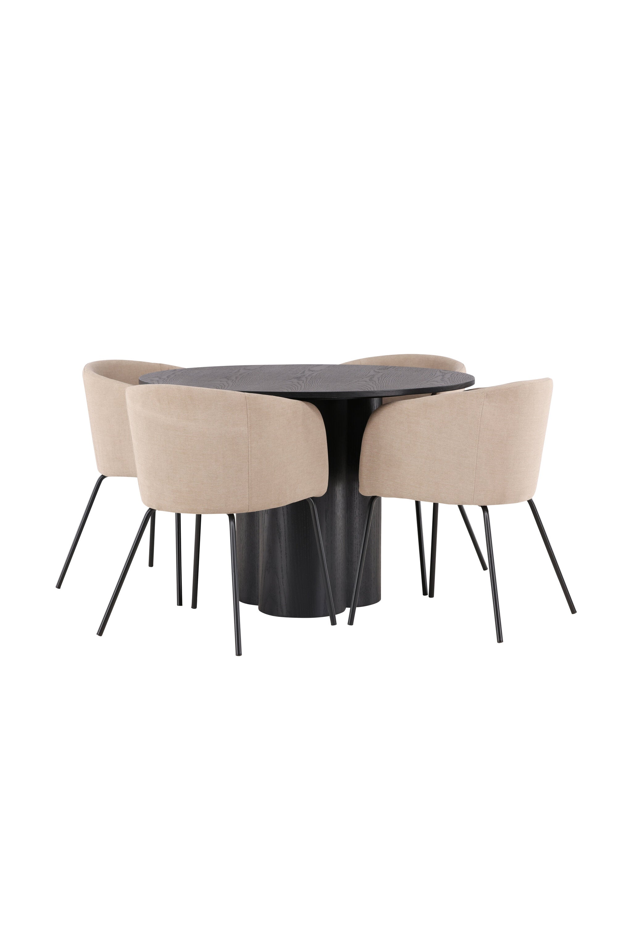 Olivia Esszimmer Set + Berit ⌀110cm/4St. in Beige / Schwarz präsentiert im Onlineshop von KAQTU Design AG. Esszimmerset ist von Venture Home