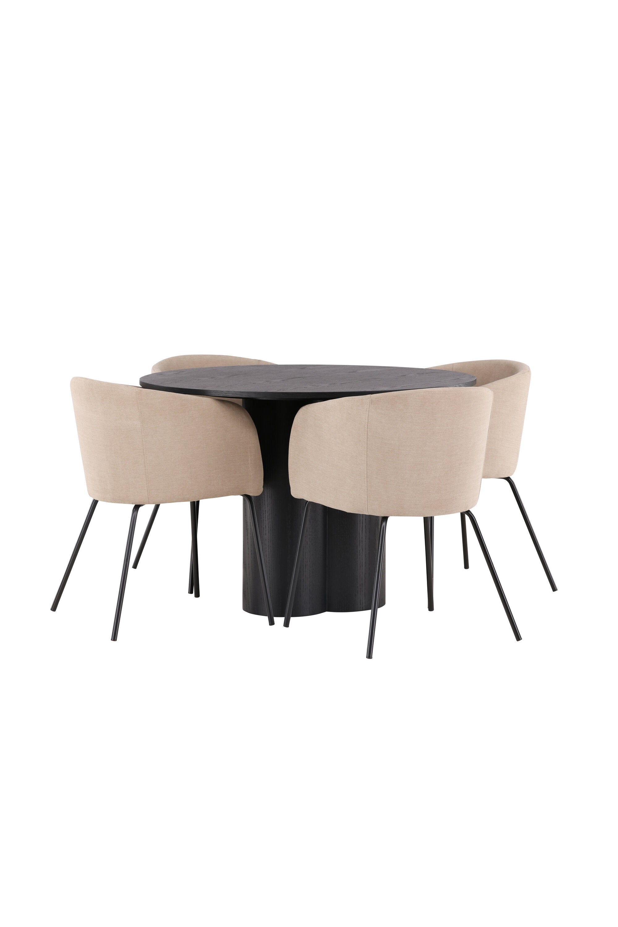 Olivia Esszimmer Set + Berit ⌀110cm/4St. in Beige / Schwarz präsentiert im Onlineshop von KAQTU Design AG. Esszimmerset ist von Venture Home
