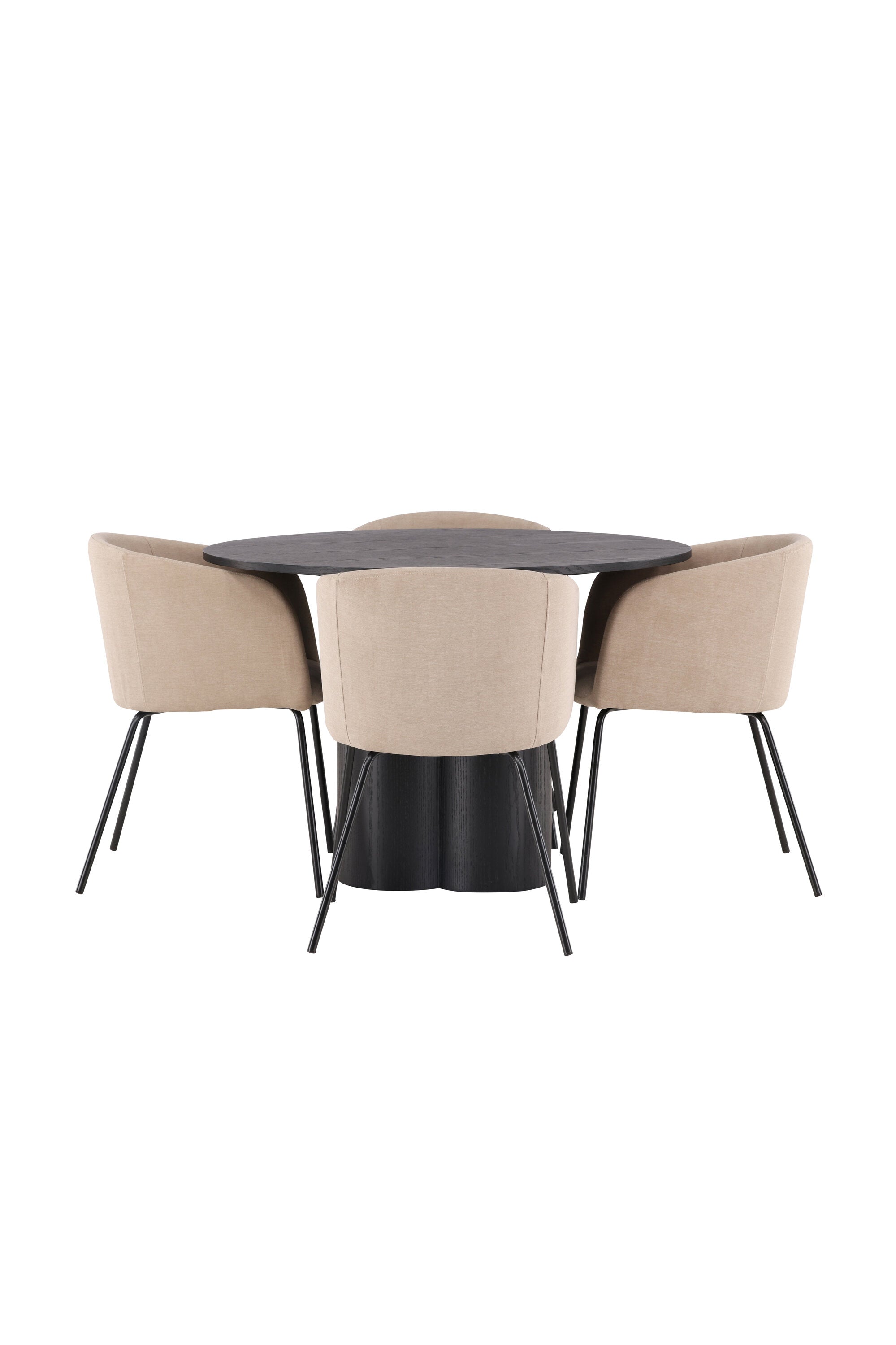 Olivia Esszimmer Set + Berit ⌀110cm/4St. in Beige / Schwarz präsentiert im Onlineshop von KAQTU Design AG. Esszimmerset ist von Venture Home