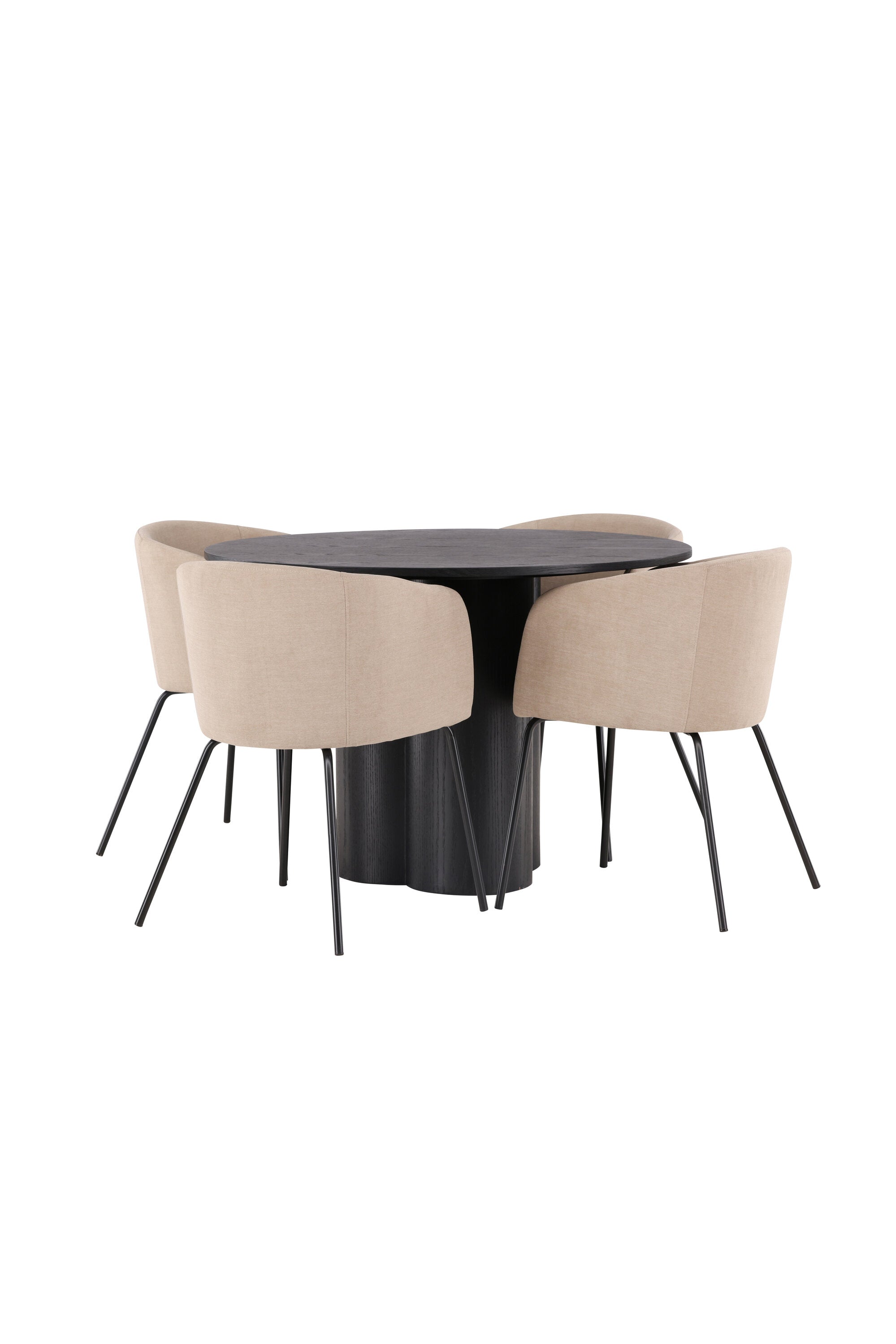 Olivia Esszimmer Set + Berit ⌀110cm/4St. in Beige / Schwarz präsentiert im Onlineshop von KAQTU Design AG. Esszimmerset ist von Venture Home