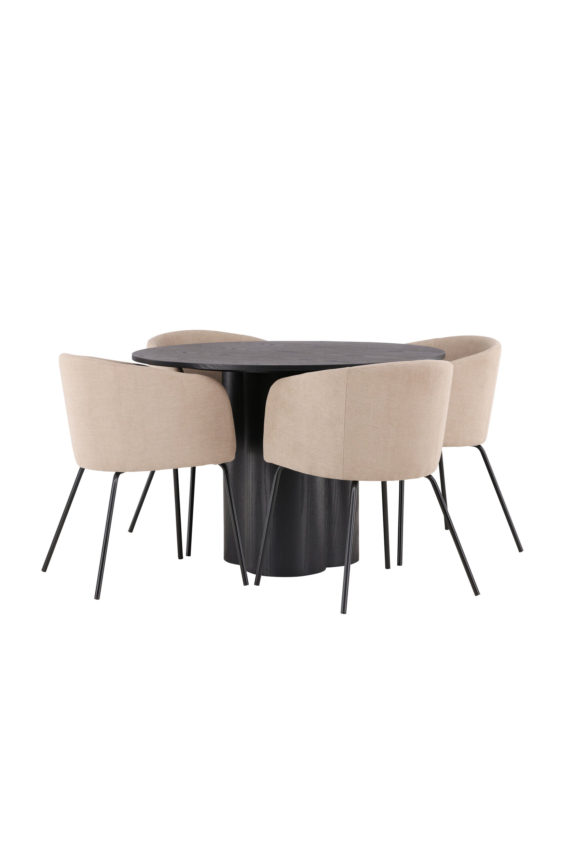 Olivia Esszimmer Set + Berit ⌀110cm/4St. in Beige / Schwarz präsentiert im Onlineshop von KAQTU Design AG. Esszimmerset ist von Venture Home