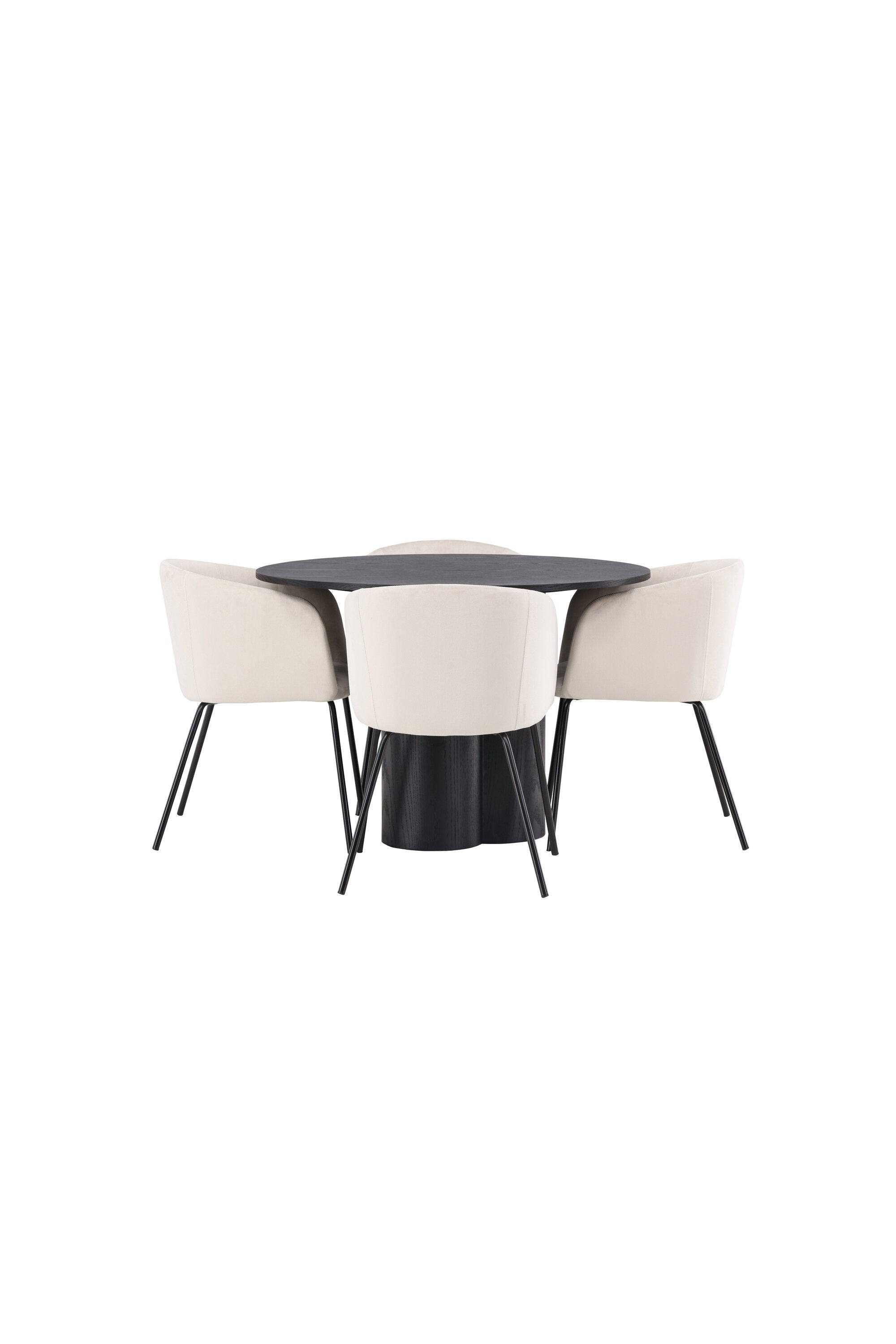 Olivia Esszimmer Set + Berit ⌀110cm/4St. in Beige / Schwarz präsentiert im Onlineshop von KAQTU Design AG. Esszimmerset ist von Venture Home