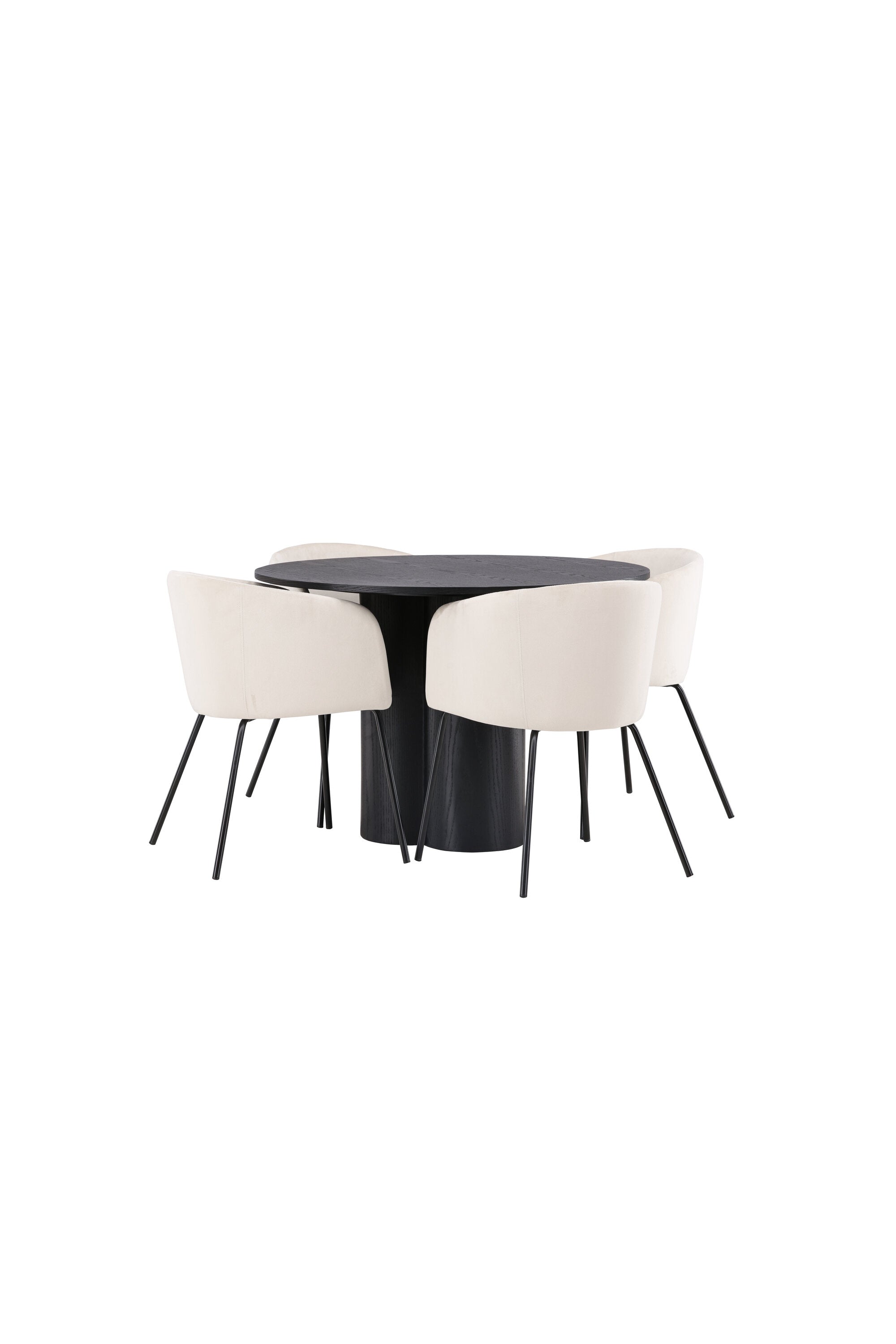 Olivia Esszimmer Set + Berit ⌀110cm/4St. in Beige / Schwarz präsentiert im Onlineshop von KAQTU Design AG. Esszimmerset ist von Venture Home