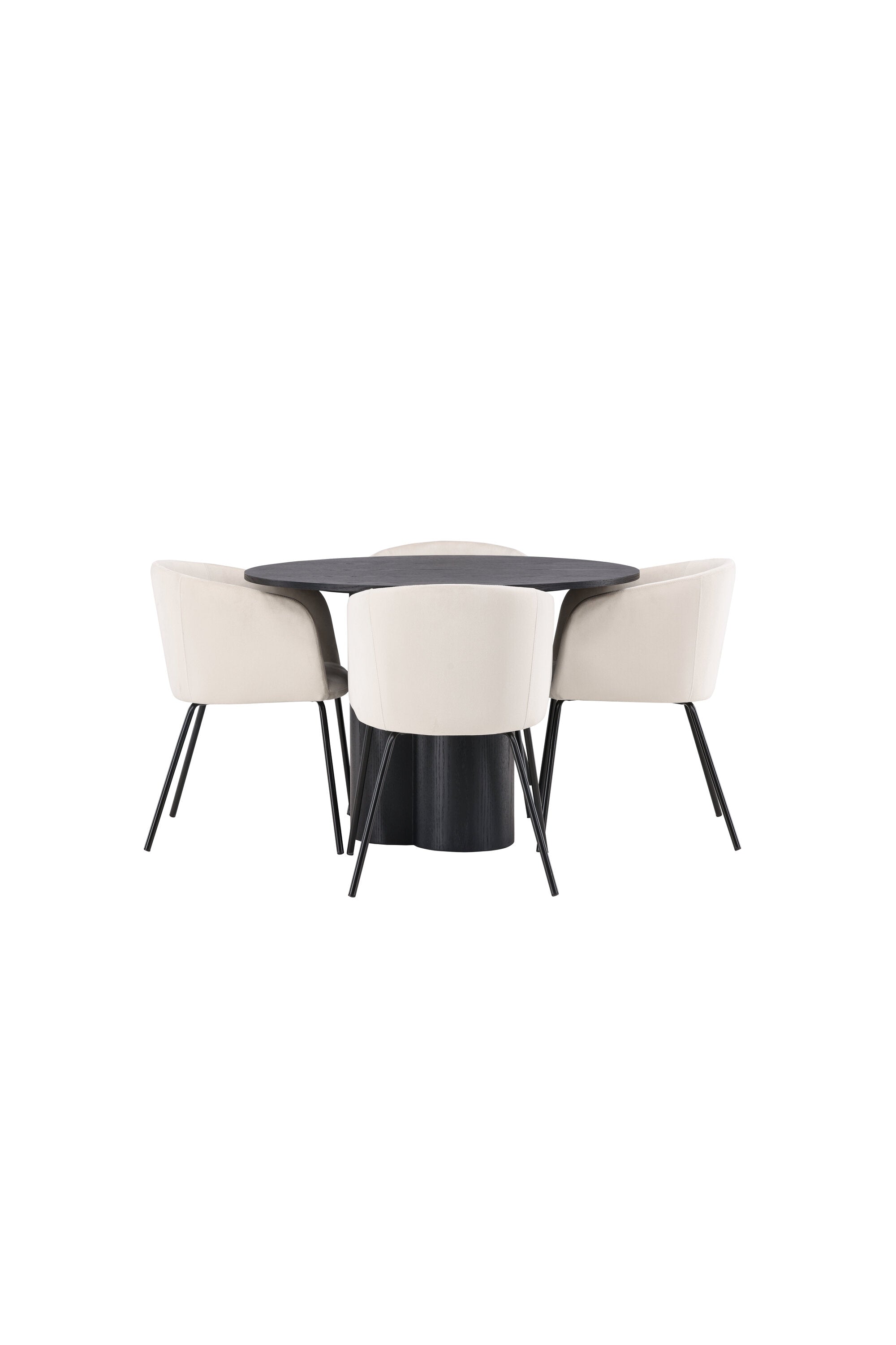 Olivia Esszimmer Set + Berit ⌀110cm/4St. in Beige / Schwarz präsentiert im Onlineshop von KAQTU Design AG. Esszimmerset ist von Venture Home