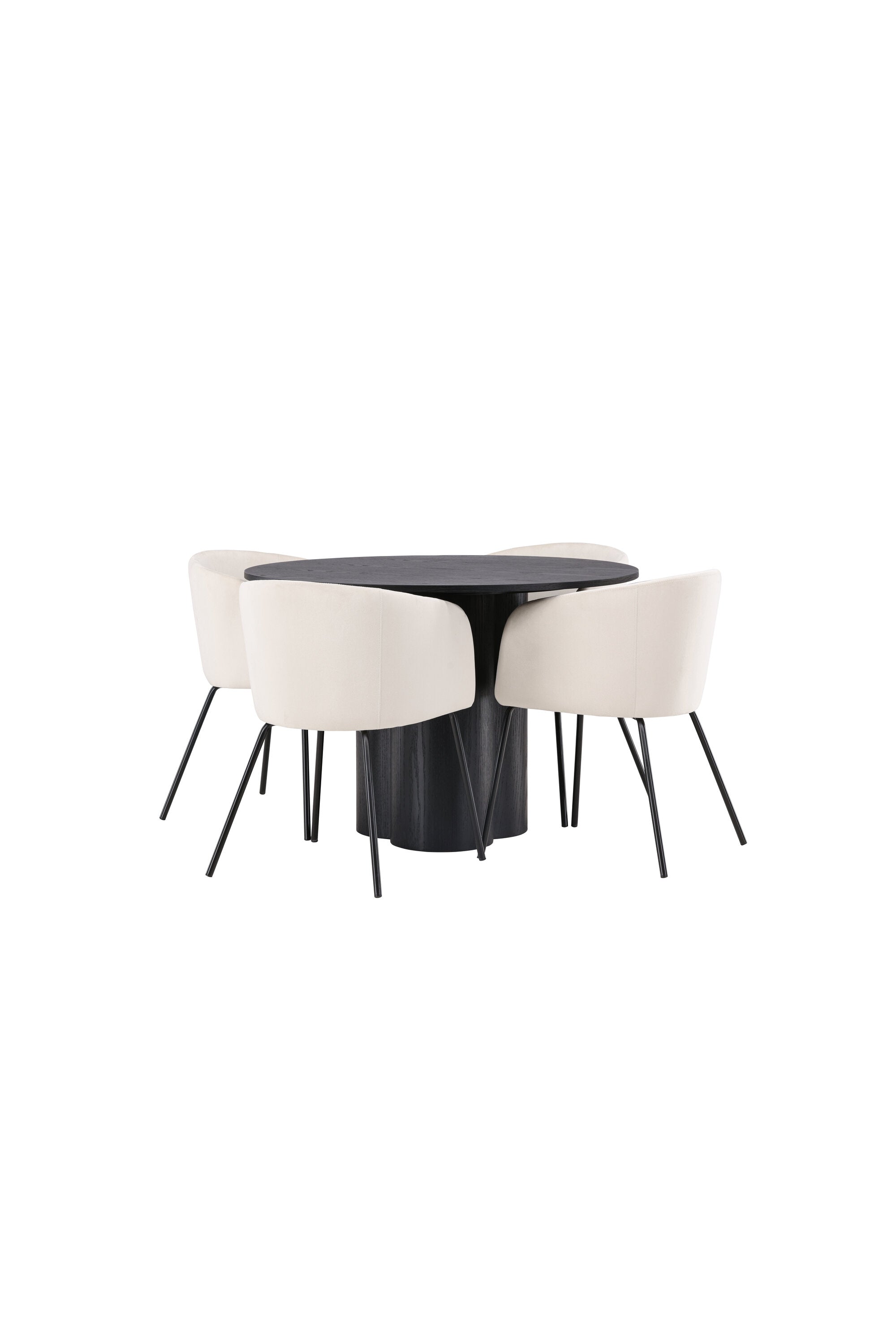 Olivia Esszimmer Set + Berit ⌀110cm/4St. in Beige / Schwarz präsentiert im Onlineshop von KAQTU Design AG. Esszimmerset ist von Venture Home