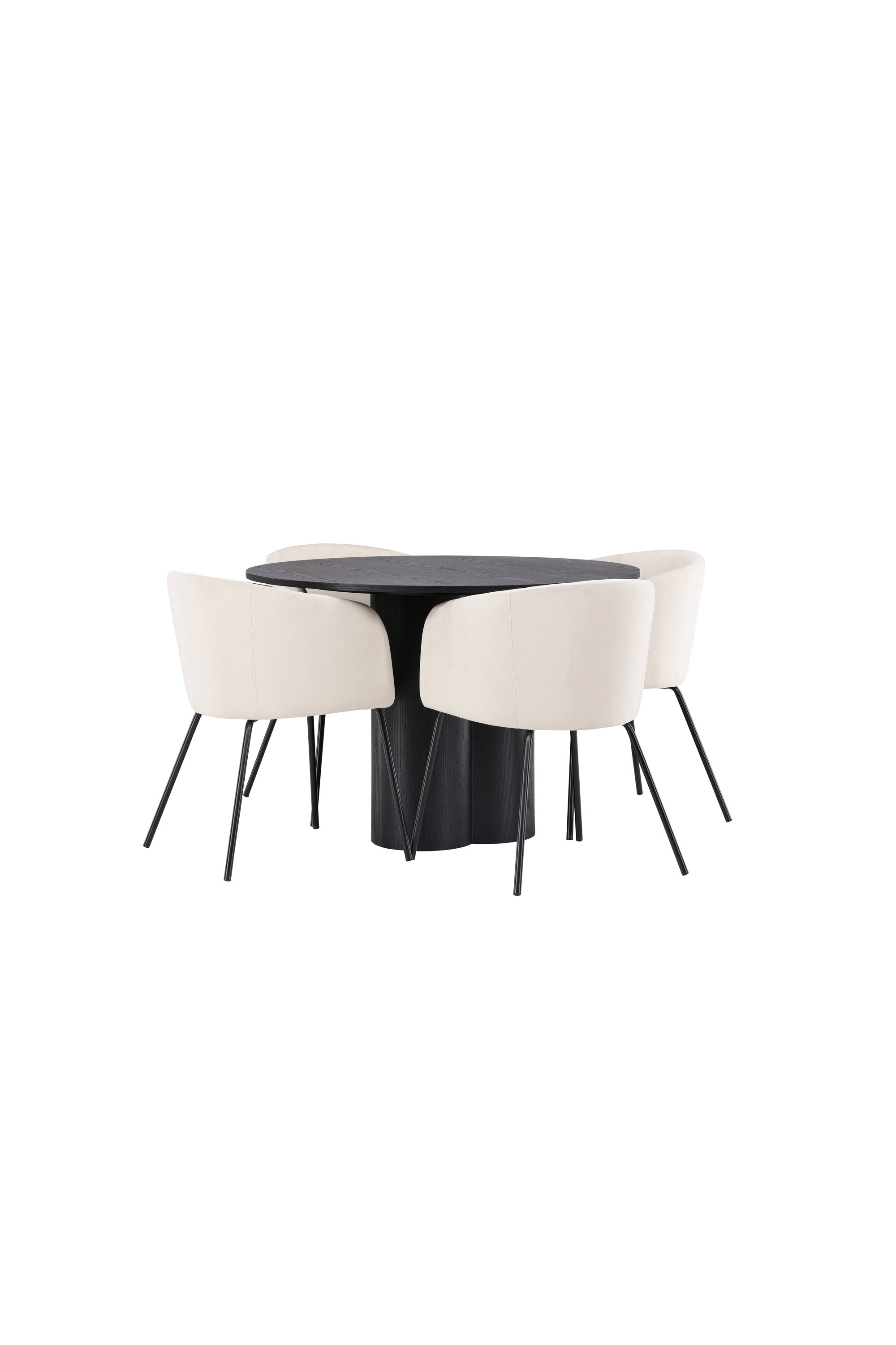 Olivia Esszimmer Set + Berit ⌀110cm/4St. in Beige / Schwarz präsentiert im Onlineshop von KAQTU Design AG. Esszimmerset ist von Venture Home