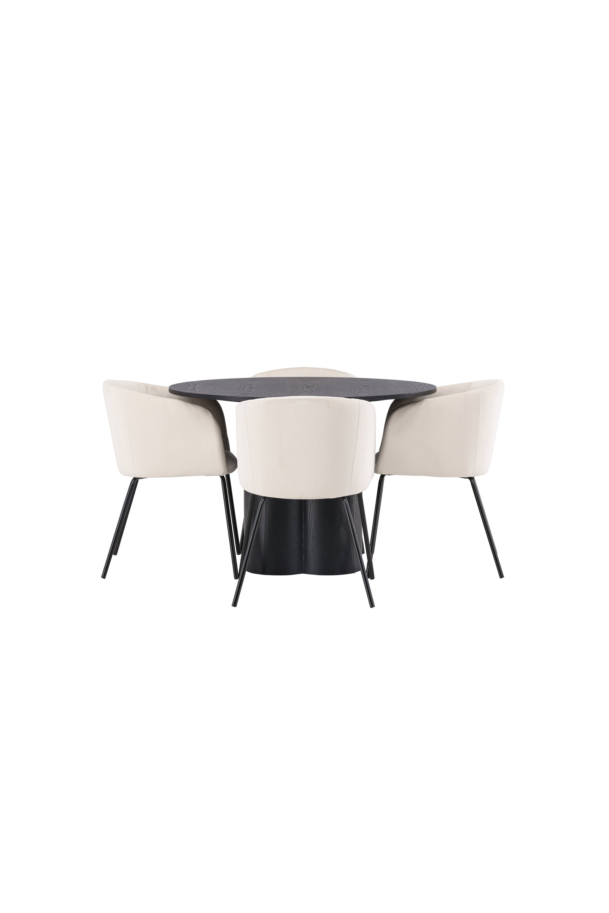 Olivia Esszimmer Set + Berit ⌀110cm/4St. in Beige / Schwarz präsentiert im Onlineshop von KAQTU Design AG. Esszimmerset ist von Venture Home