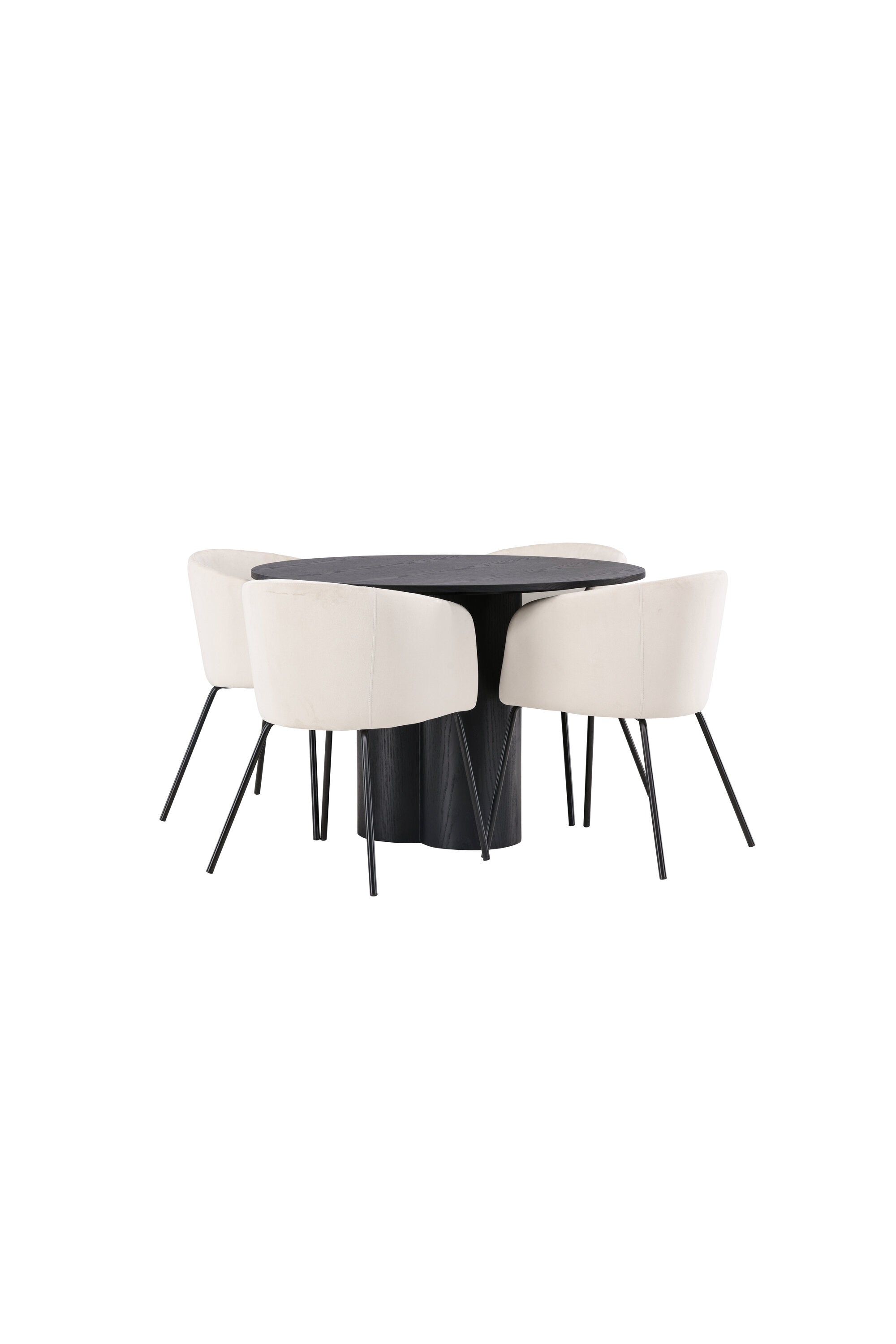 Olivia Esszimmer Set + Berit ⌀110cm/4St. in Beige / Schwarz präsentiert im Onlineshop von KAQTU Design AG. Esszimmerset ist von Venture Home