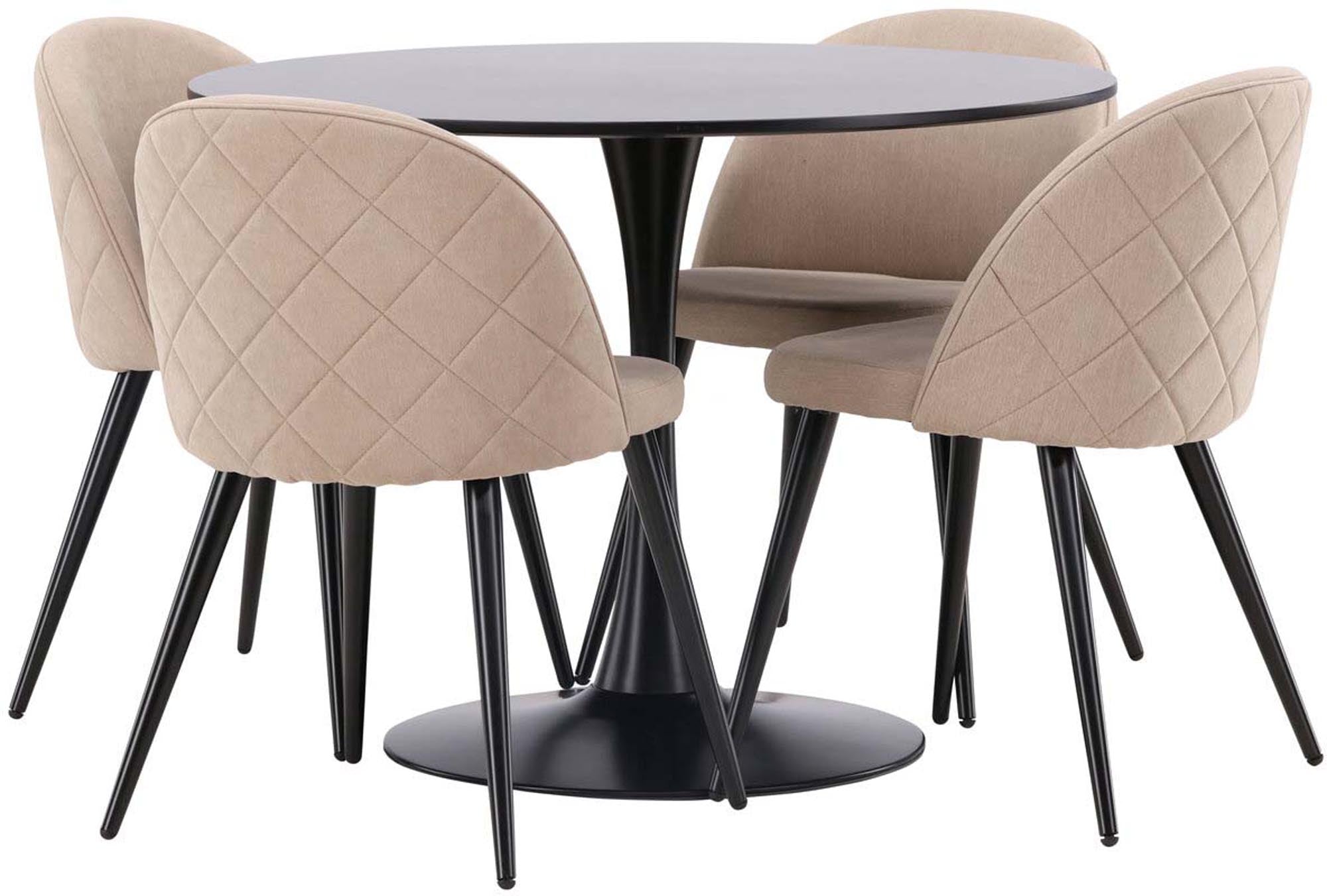 Elegantes Glade Esszimmerset Velvet, 100cm, 4 Stühle, von Venture Home.