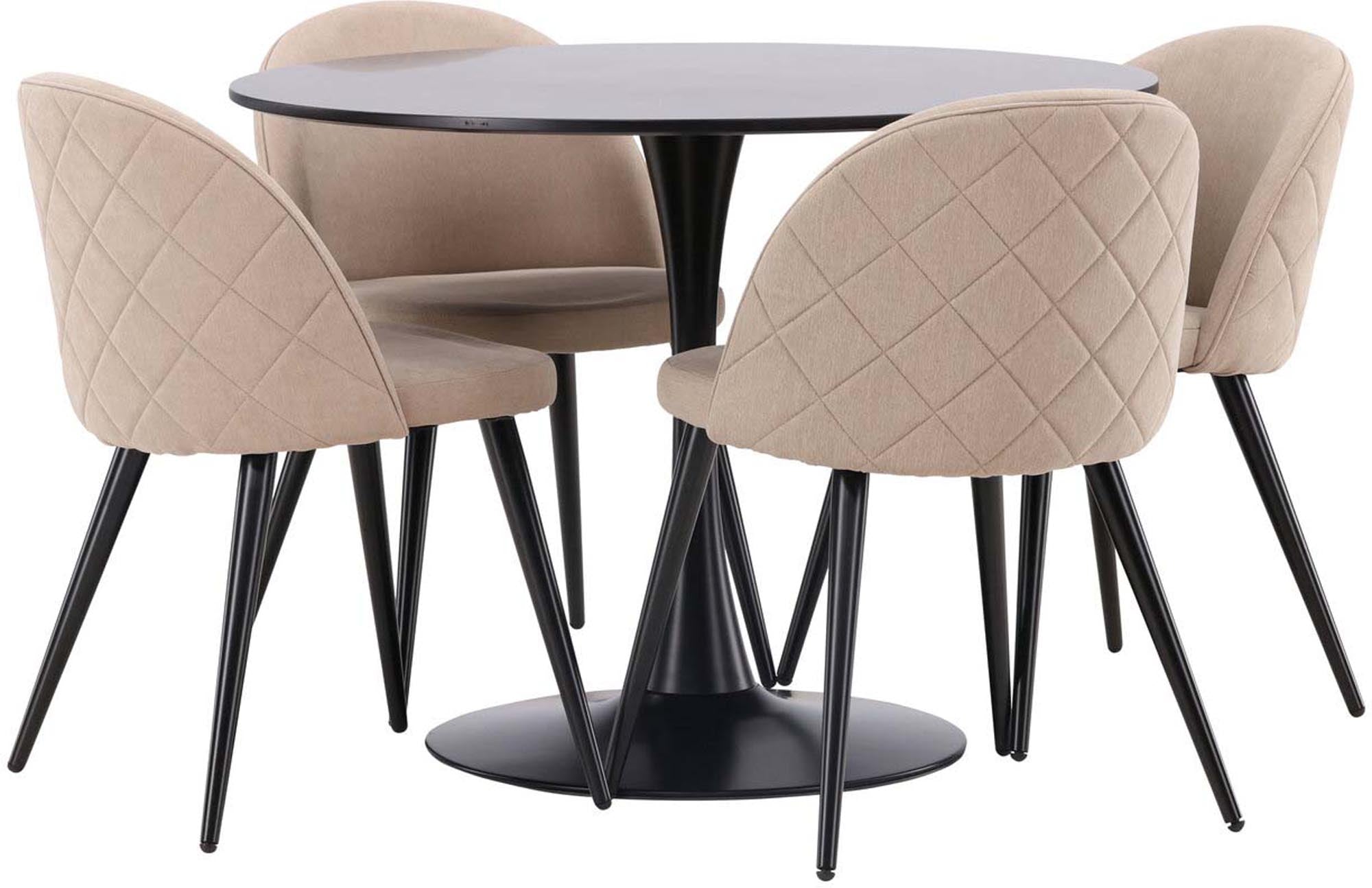 Luxuriöses Glade Esszimmerset Velvet, 100cm, 4 Stühle, von Venture Home.