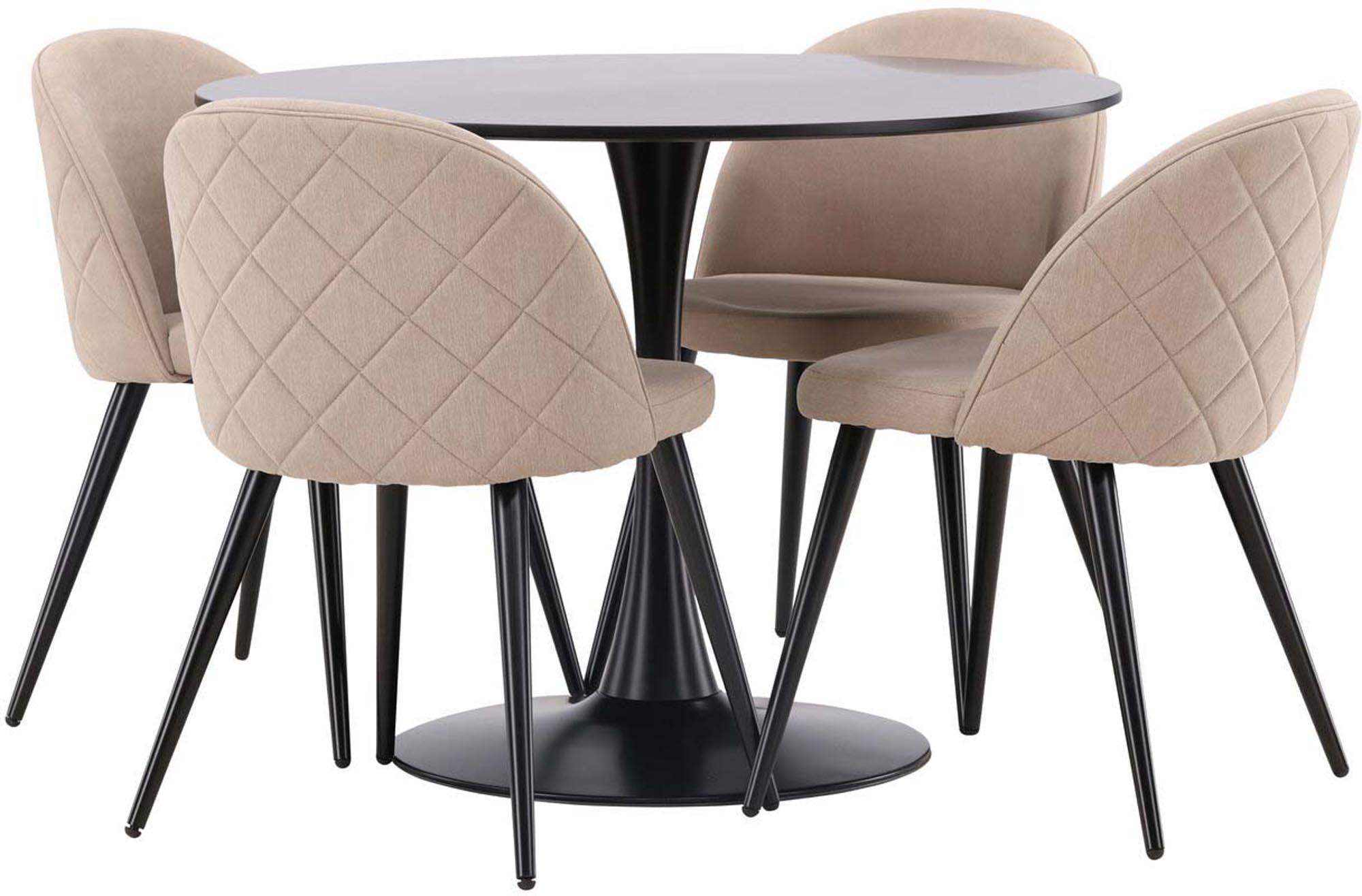 Elegantes Esszimmerset Glade mit 4 bequemen Velvet-Stühlen, ideal für moderne Wohnkonzepte. Hochwertiges Design trifft auf Funktionalität.