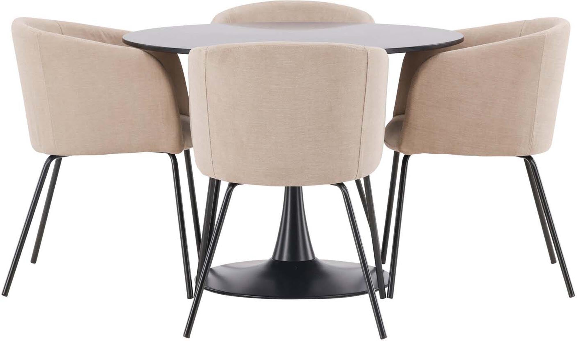 Stilvolles Glade Esszimmerset: Skandinavisches Design, 100cm Tisch, komfortable Samtstühle. Perfekt für moderne Wohnkonzepte.