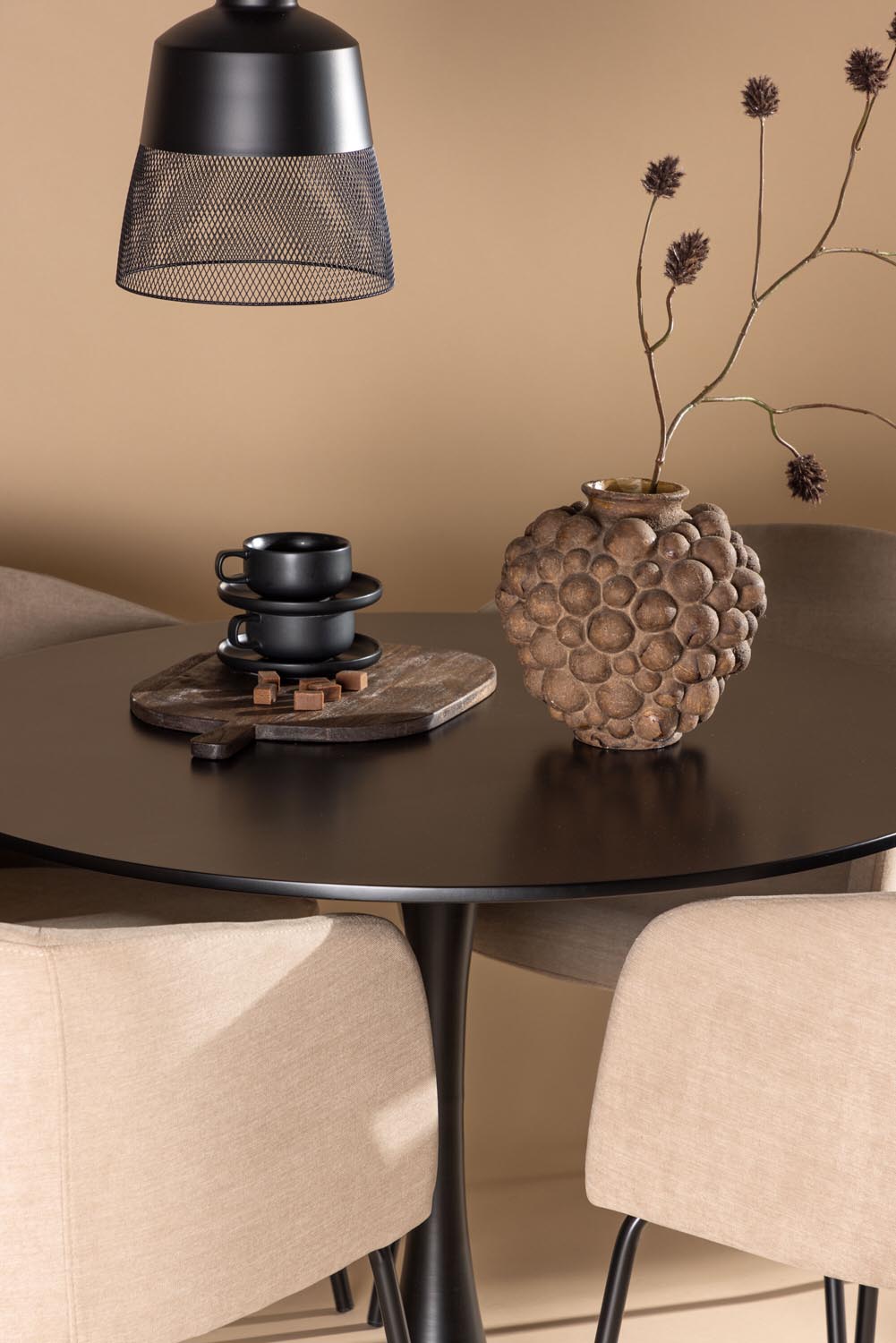 Glade Esszimmerset + Berit ⌀100cm/4St. in Beige, Schwarz präsentiert im Onlineshop von KAQTU Design AG. Esszimmerset ist von Venture Home