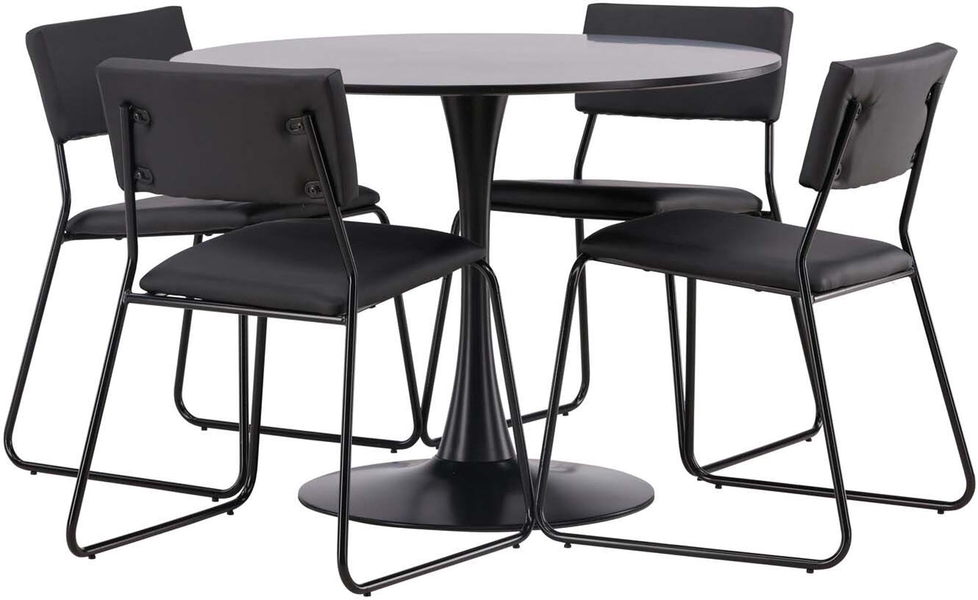 Modernes Glade Esszimmerset: Skandinavisches Design, runder Tisch (⌀100cm), 4 Kenth-Stühle, MDF, PU-Leder, ideal für stilvolle Haushalte.