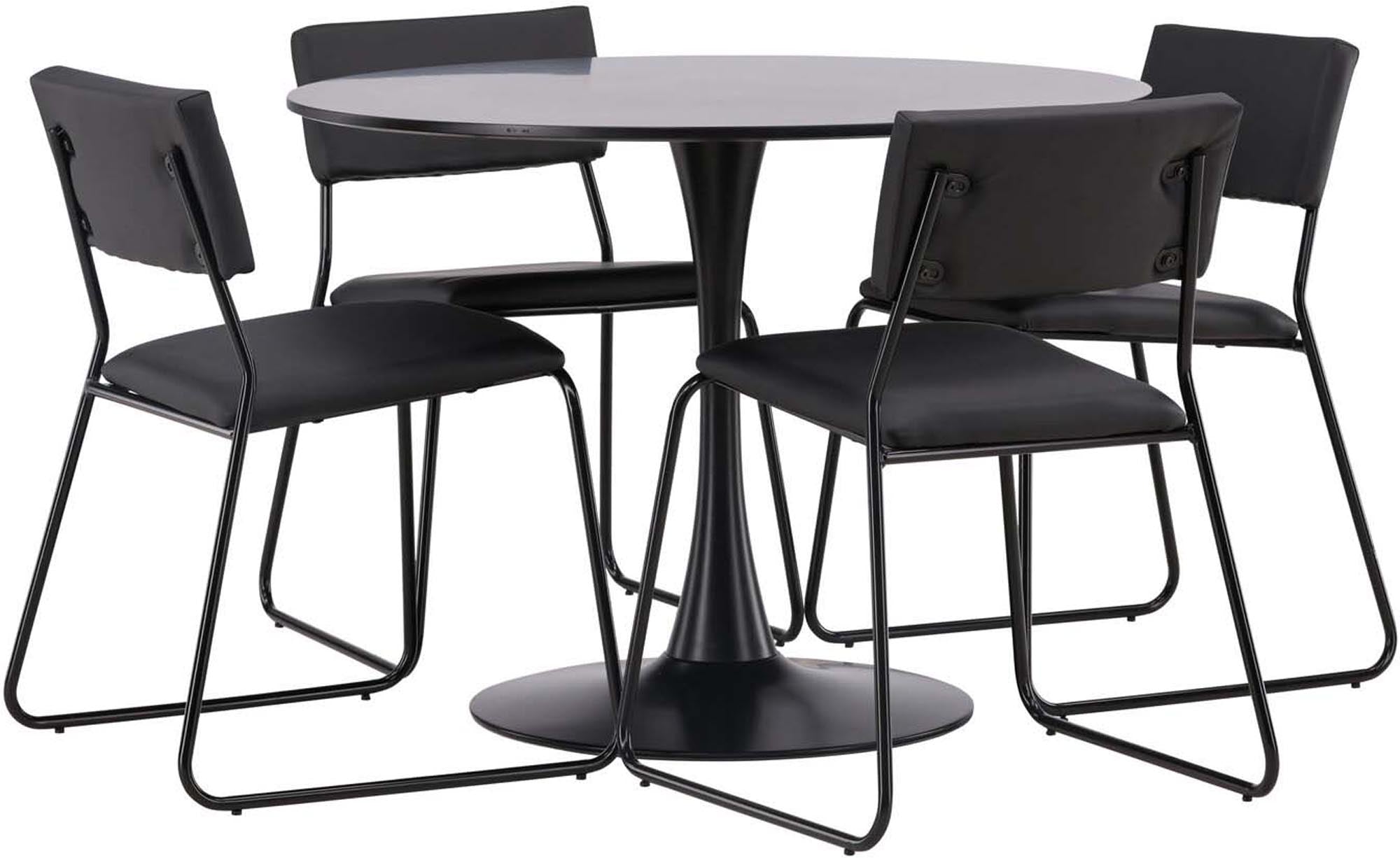 Modernes Glade Esszimmerset: Skandinavisches Design, runder Tisch (⌀100cm), 4 Kenth-Stühle, MDF, PU-Leder, ideal für stilvolle Haushalte.