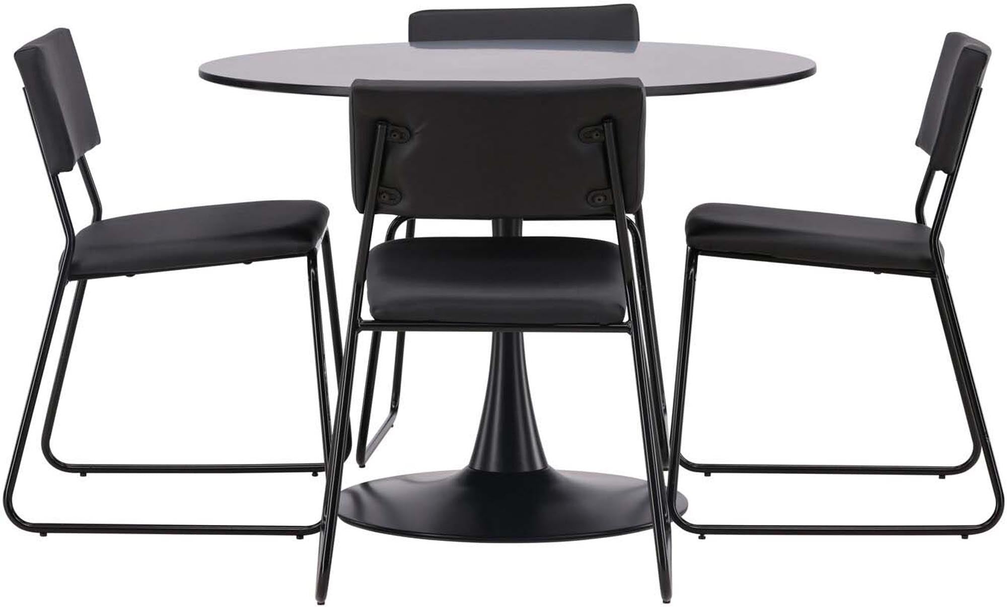 Modernes Glade Esszimmerset: Skandinavisches Design, runder Tisch (⌀100cm), 4 Kenth-Stühle, MDF, PU-Leder, ideal für stilvolle Haushalte.