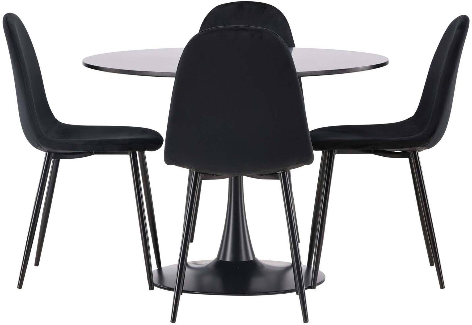 Modernes Glade Esszimmerset: Polar Tisch 100cm mit 4 Stühlen.