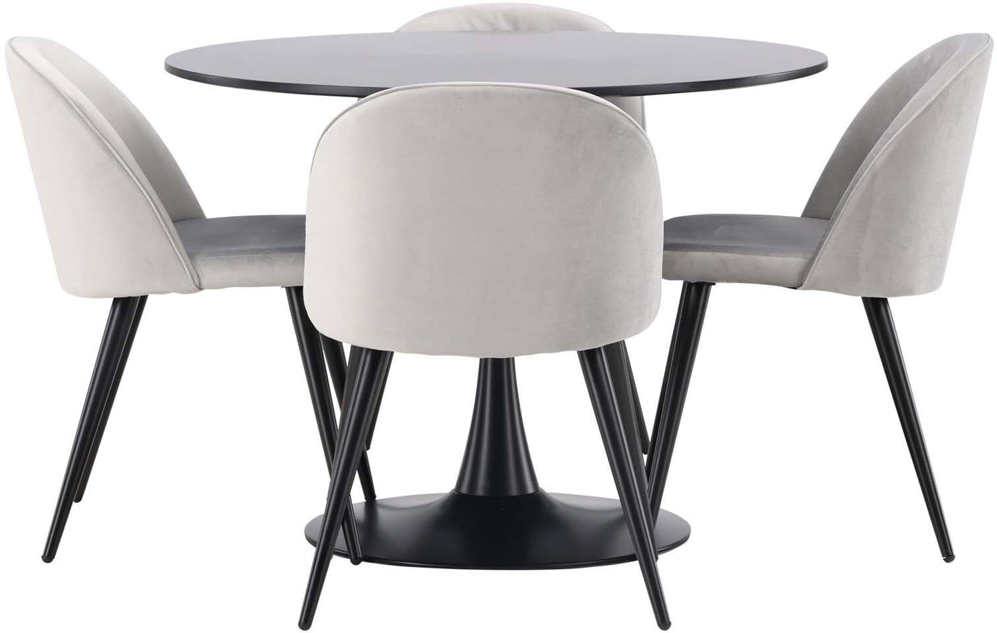 Entdecken Sie das Glade Esszimmerset + Velvet von Venture Home. Eleganter Esstisch und bequeme Stühle für stilvolle Esszimmer. Ideal für modernes Wohnen.