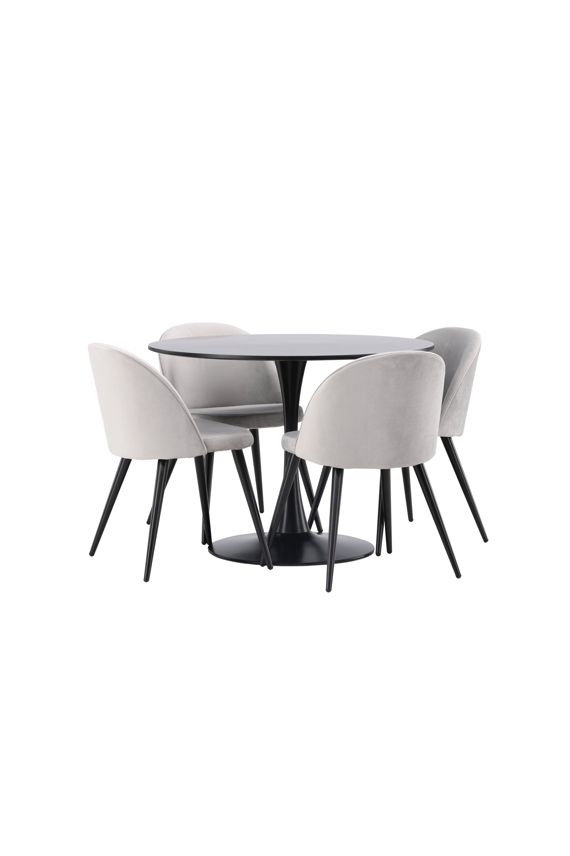 Glade Esszimmerset + Velvet ⌀100cm/4St. in Schwarzgrau präsentiert im Onlineshop von KAQTU Design AG. Esszimmerset ist von Venture Home