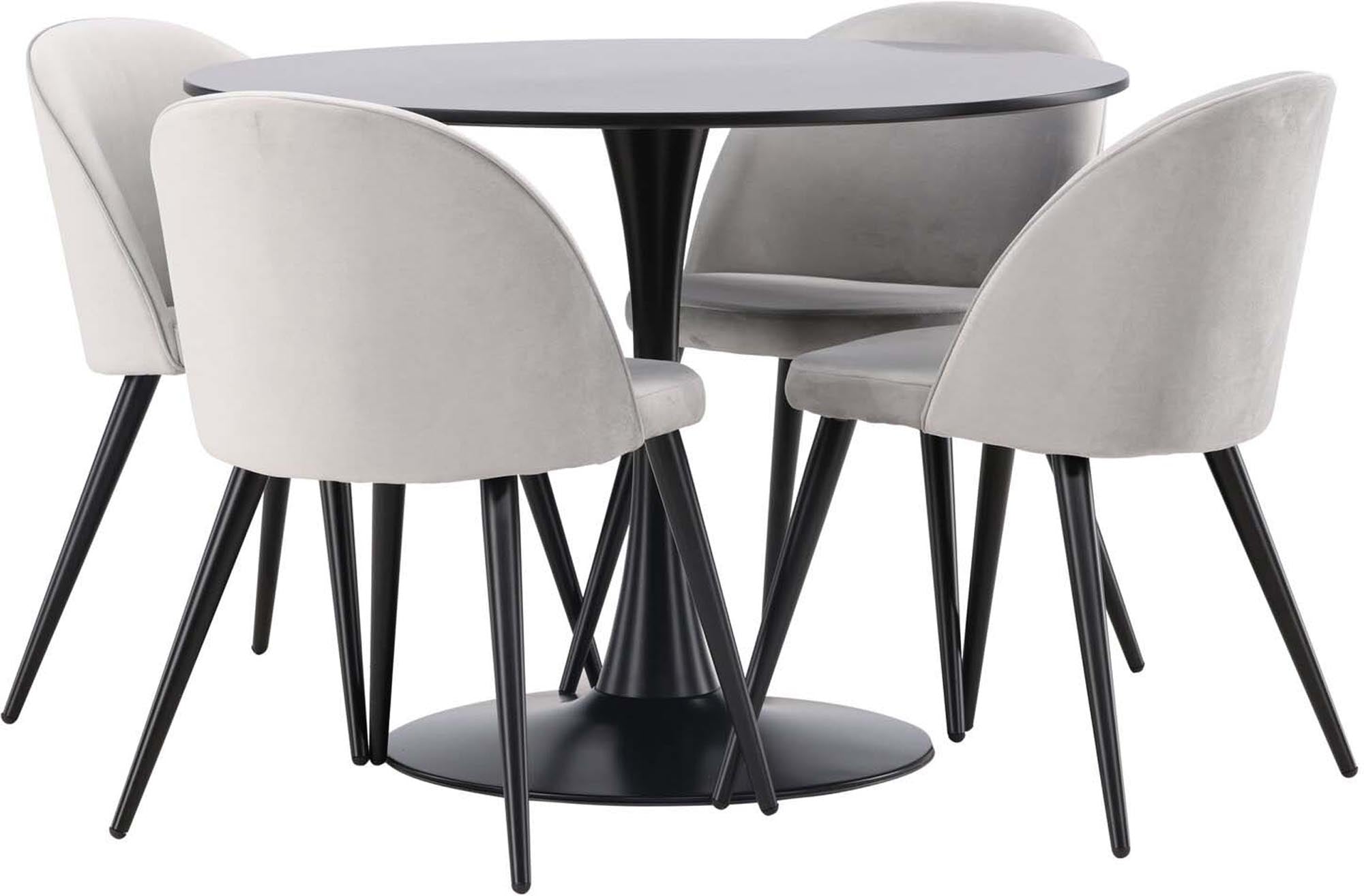 Stilvolles Glade Esszimmerset mit Velvet-Stühlen, ideal für moderne Wohnkonzepte. Genießen Sie Komfort und Eleganz in Ihrem Esszimmer!