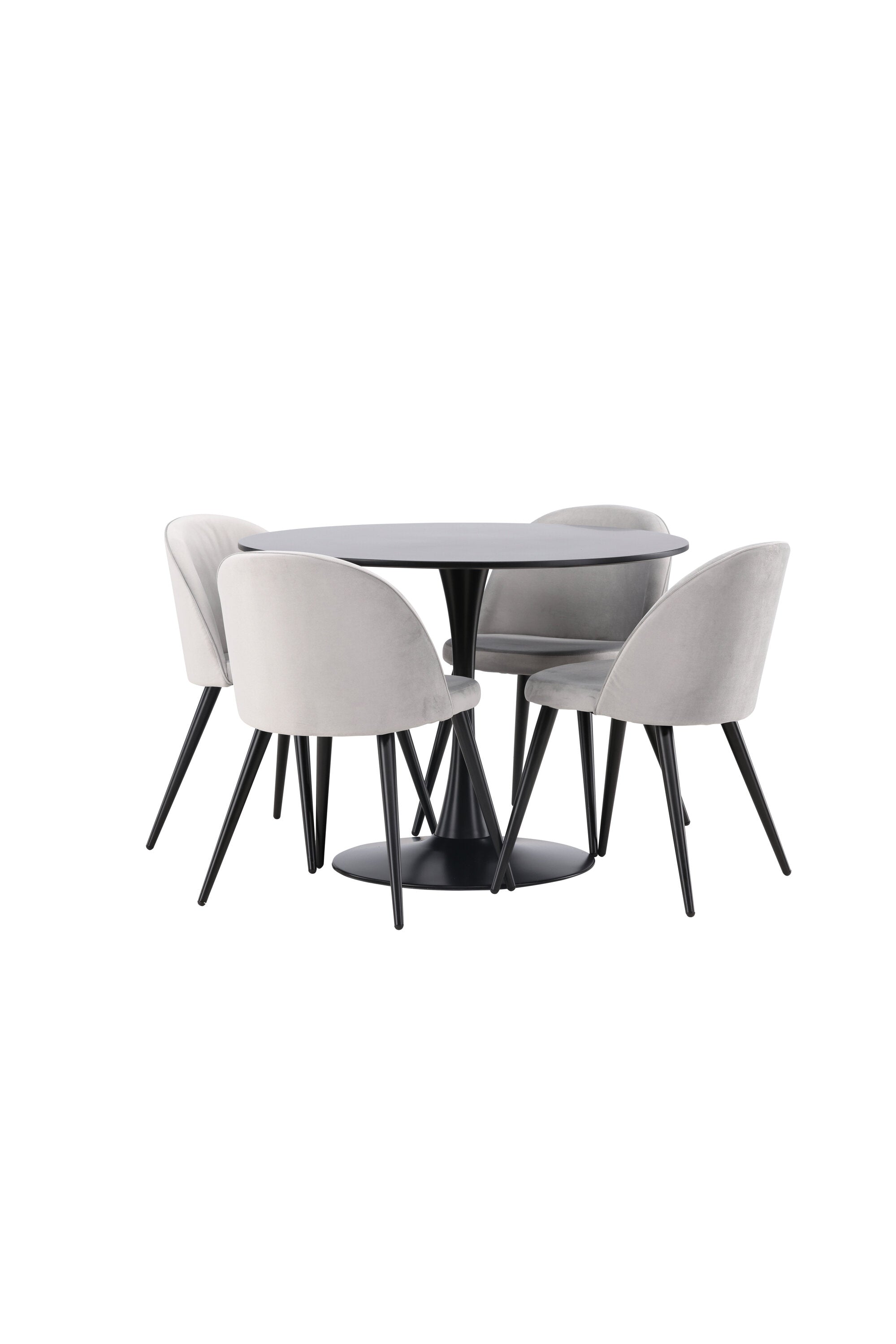 Glade Esszimmerset + Velvet ⌀100cm/4St. in Schwarzgrau präsentiert im Onlineshop von KAQTU Design AG. Esszimmerset ist von Venture Home