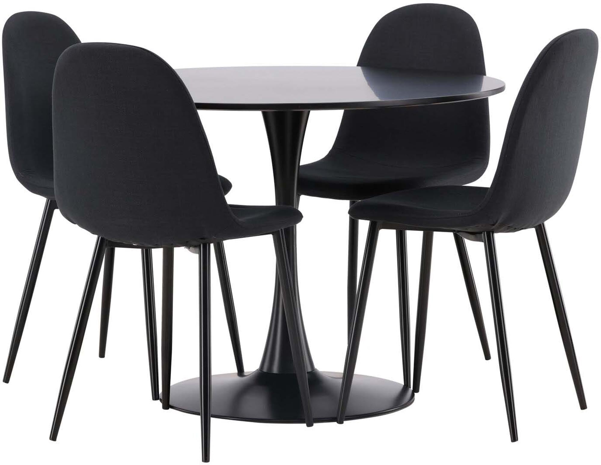 Modernes Glade Esszimmerset von Venture Home: runder Tisch (100cm) und 4 stilvolle Stühle, ideal für jedes Zuhause.