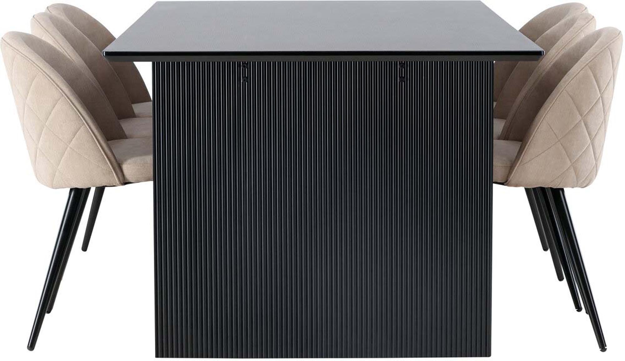 Vail Esszimmerset: Eleganter 200 cm Tisch mit 6 luxuriösen Velvet-Stühlen. Ideal für stilvolle Dinner und gemütliche Zusammenkünfte.