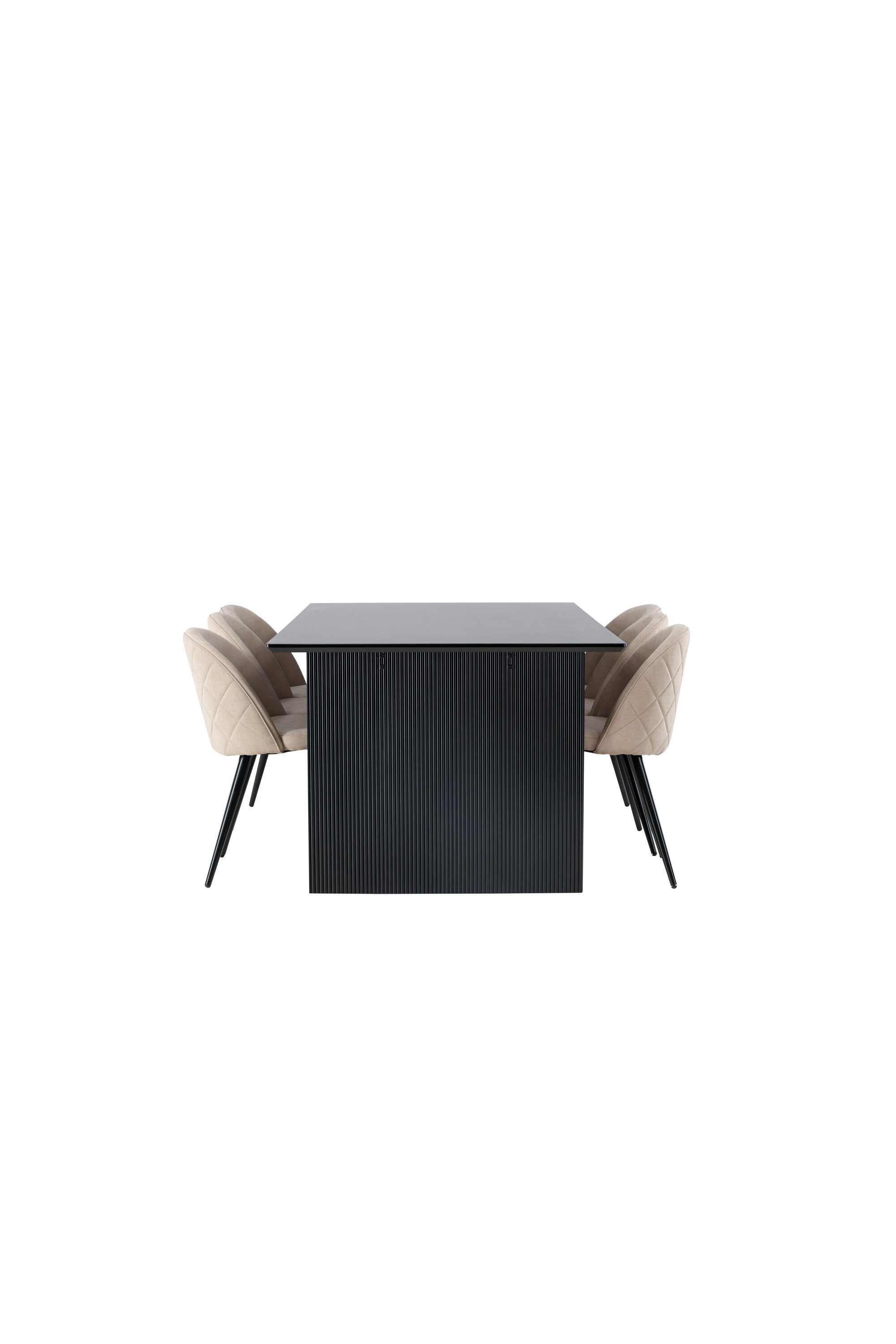 Vail Esszimmerset + Velvet 200cm/6St. in Beige, Schwarz präsentiert im Onlineshop von KAQTU Design AG. Esszimmerset ist von Venture Home