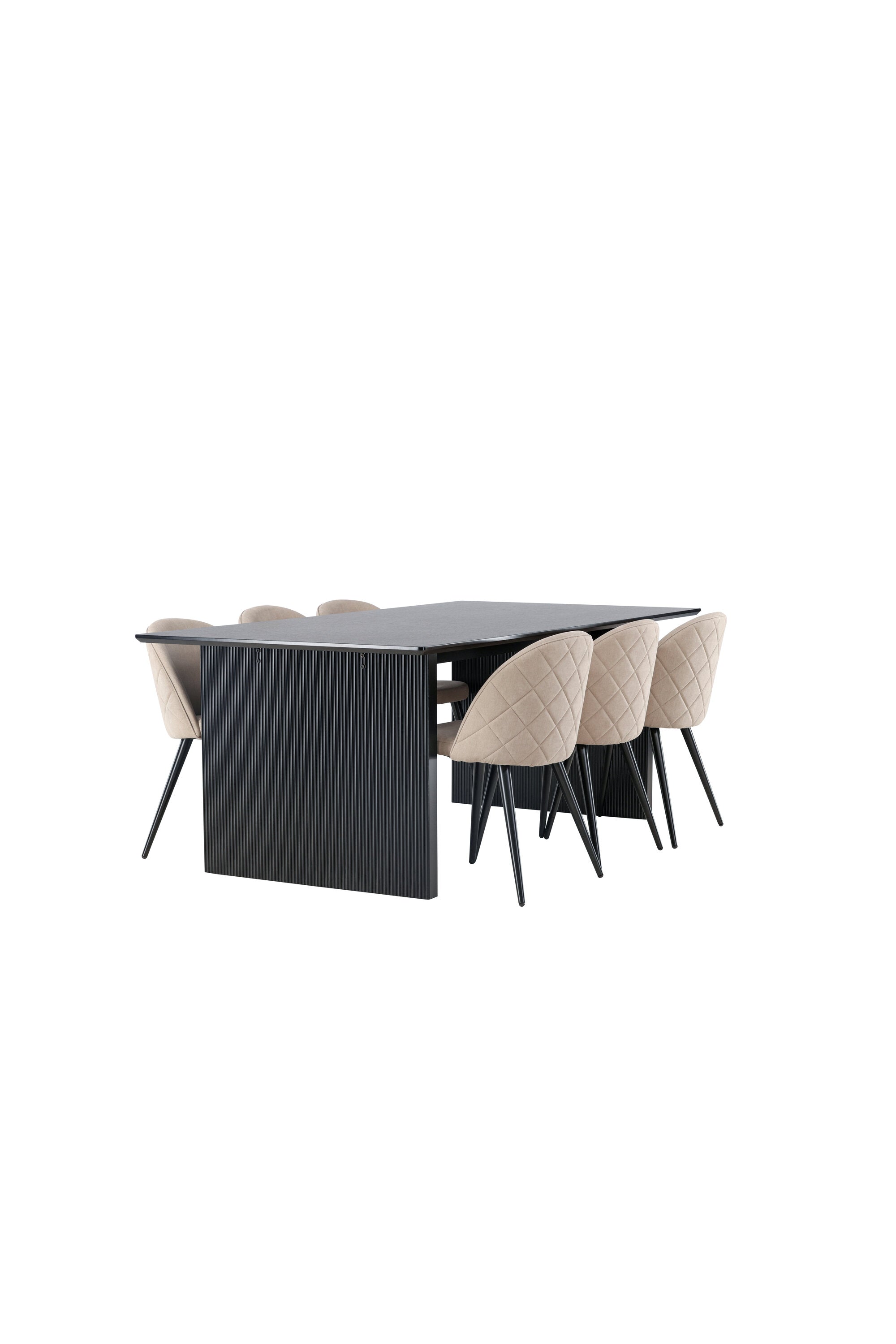 Vail Esszimmerset + Velvet 200cm/6St. in Beige, Schwarz präsentiert im Onlineshop von KAQTU Design AG. Esszimmerset ist von Venture Home