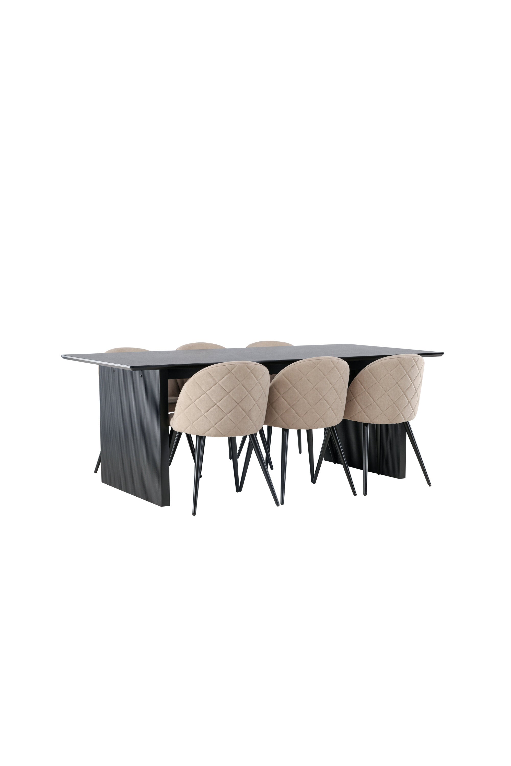 Vail Esszimmerset + Velvet 200cm/6St. in Beige, Schwarz präsentiert im Onlineshop von KAQTU Design AG. Esszimmerset ist von Venture Home
