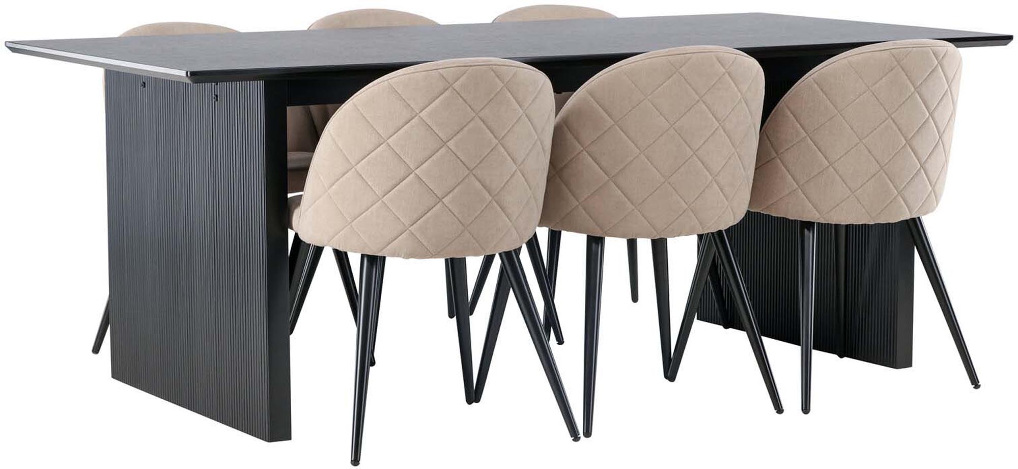 Vail Esszimmerset: 200cm Tisch & 6 Stühle, luxuriös & modern.