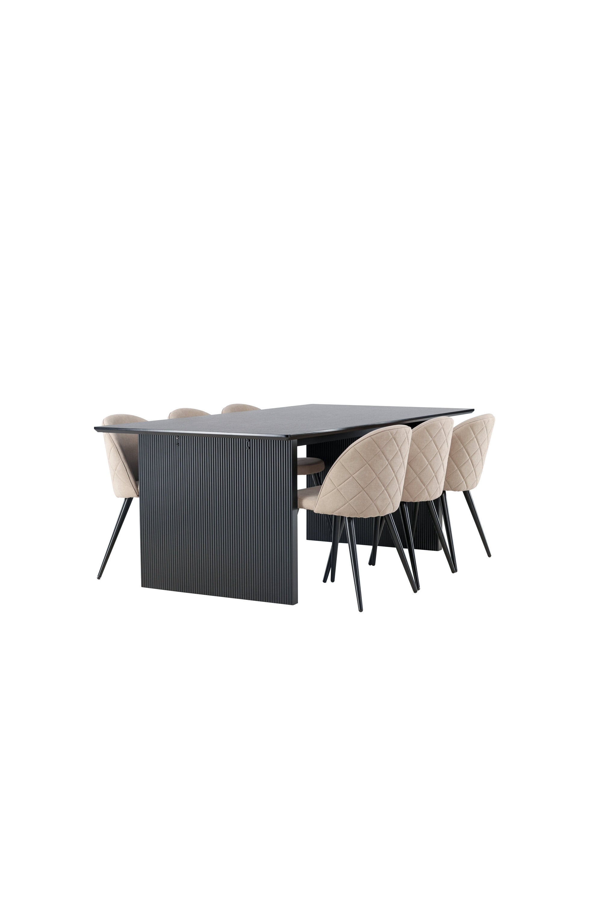 Vail Esszimmerset + Velvet 200cm/6St. in Beige, Schwarz präsentiert im Onlineshop von KAQTU Design AG. Esszimmerset ist von Venture Home