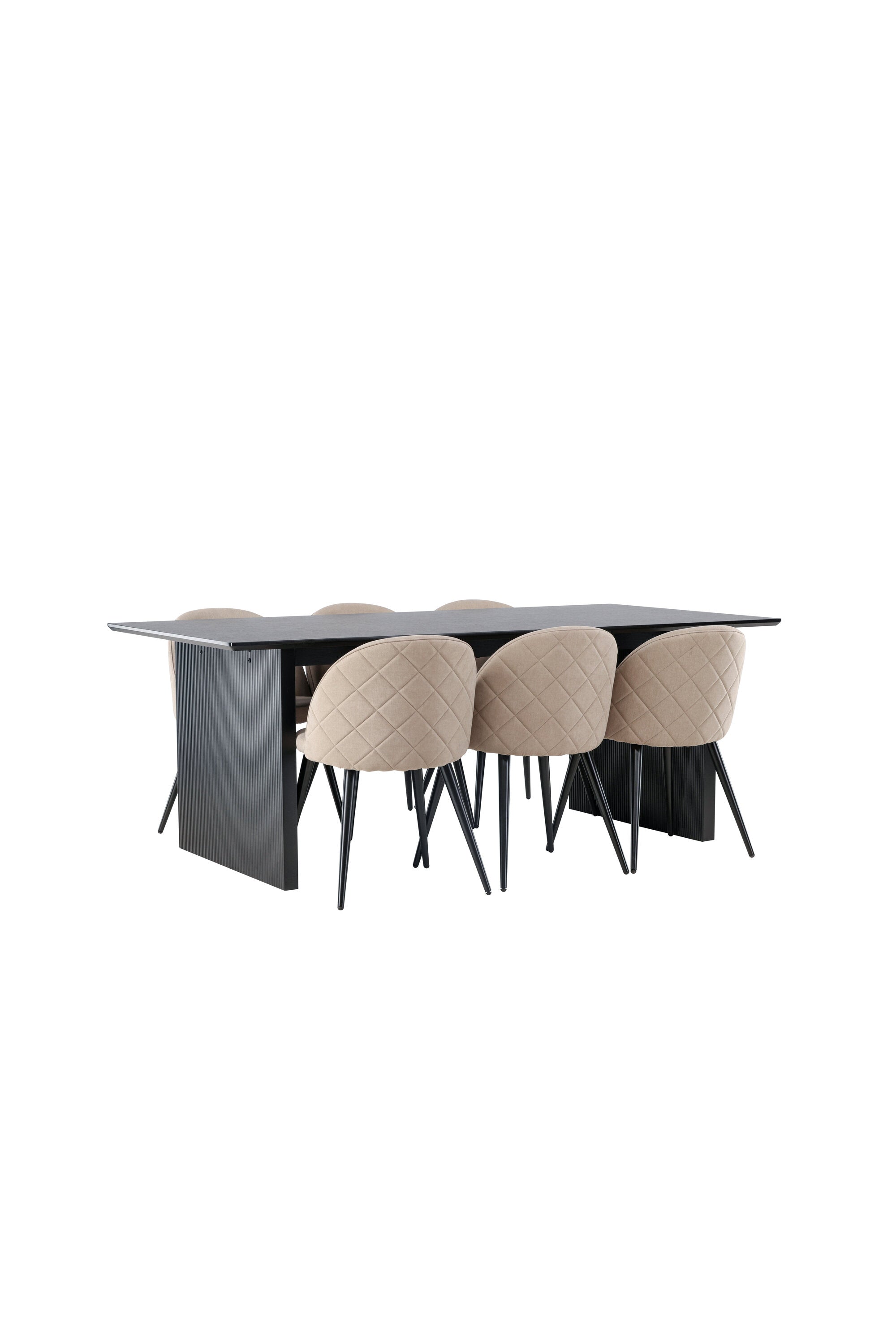 Vail Esszimmerset + Velvet 200cm/6St. in Beige, Schwarz präsentiert im Onlineshop von KAQTU Design AG. Esszimmerset ist von Venture Home